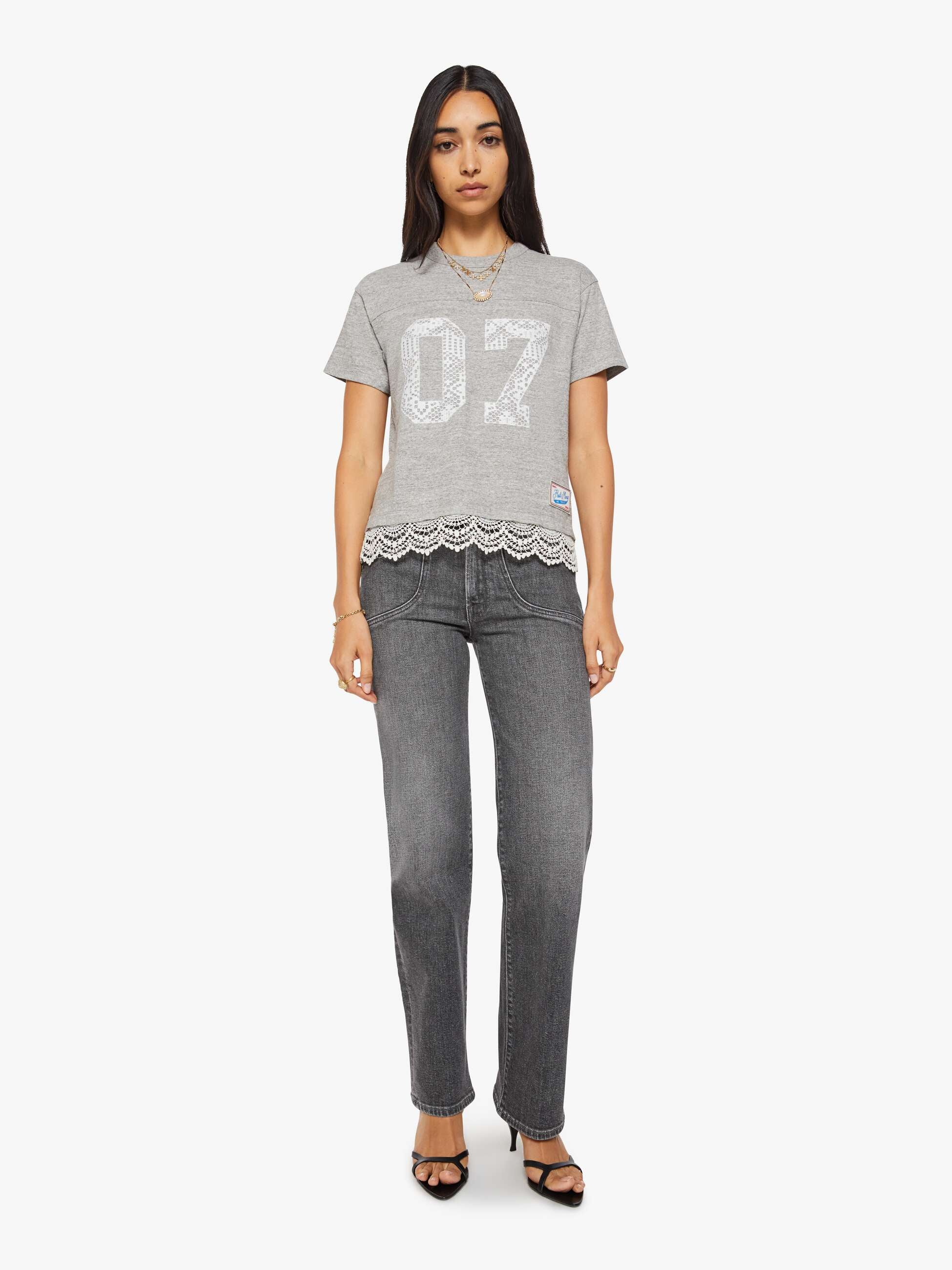 Mother The Footballer T-Shirt Heather Grey Baumwolle