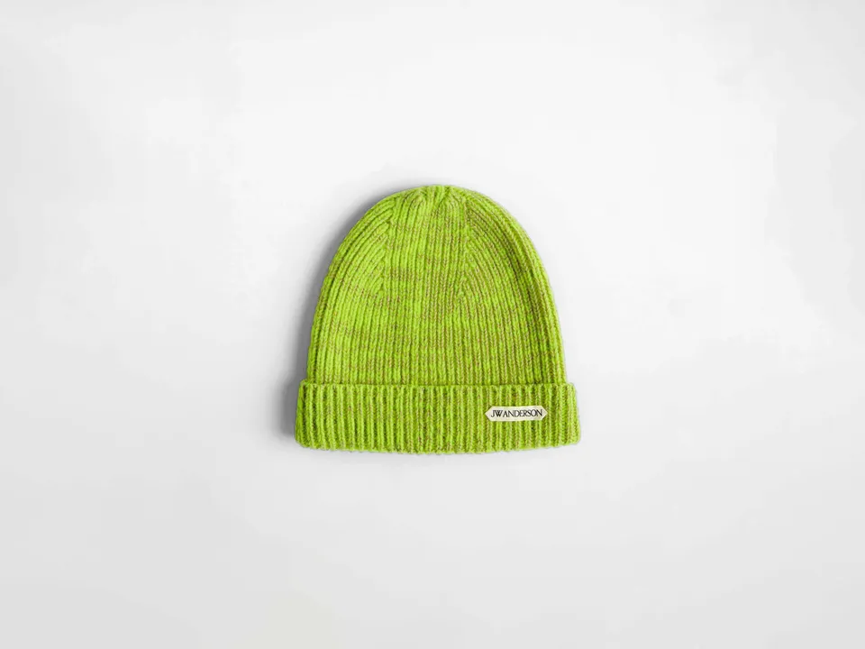 J.W.Anderson Mouline Beanie Mütze Neongelb Rippstrick