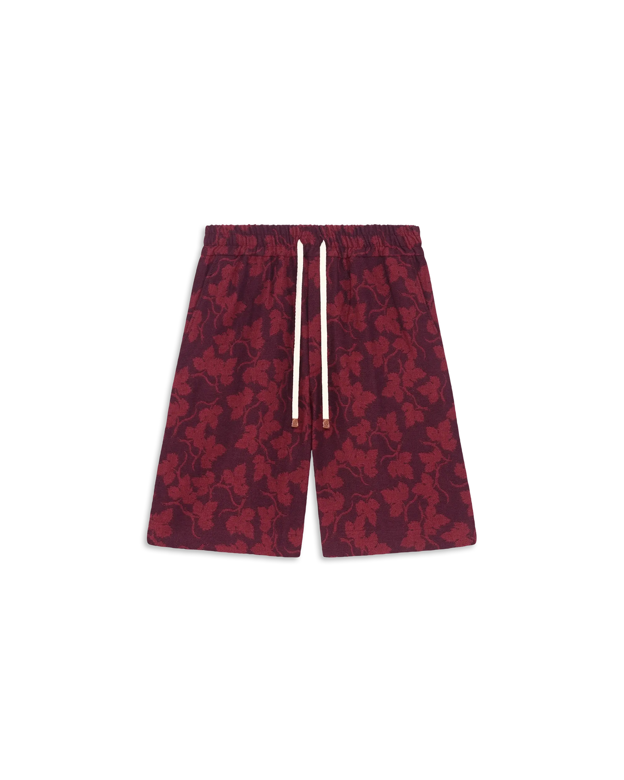 Drôle De Monsieur Vine Leaf Jacquard Herren-Shorts Burgundy
