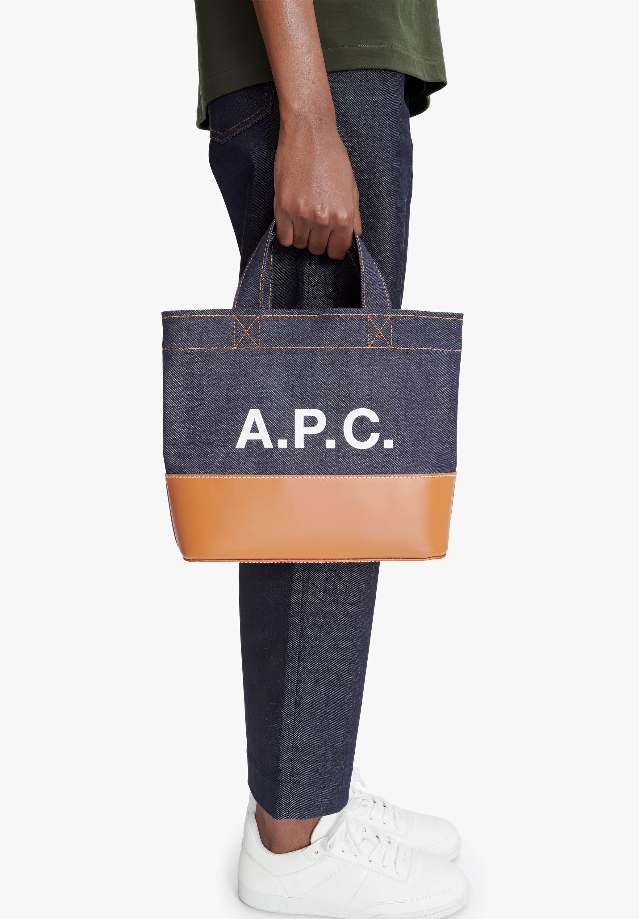 A.P.C. BAGS Axel Mini Stoffbeutel Denim TU Leder