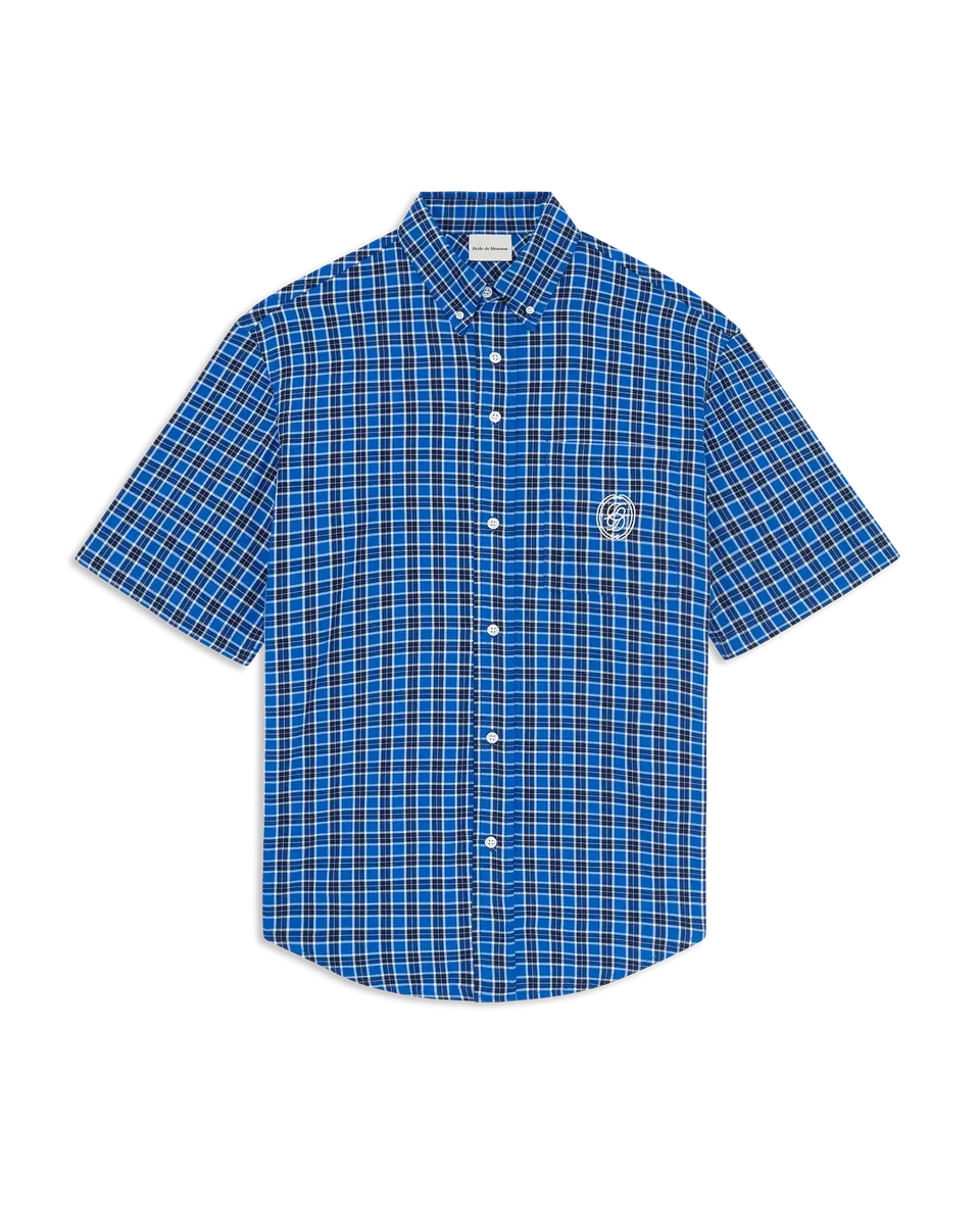 Drôle De Monsieur Short Sleeve Check Shirt Hemd Navy Bio-Baumwolle