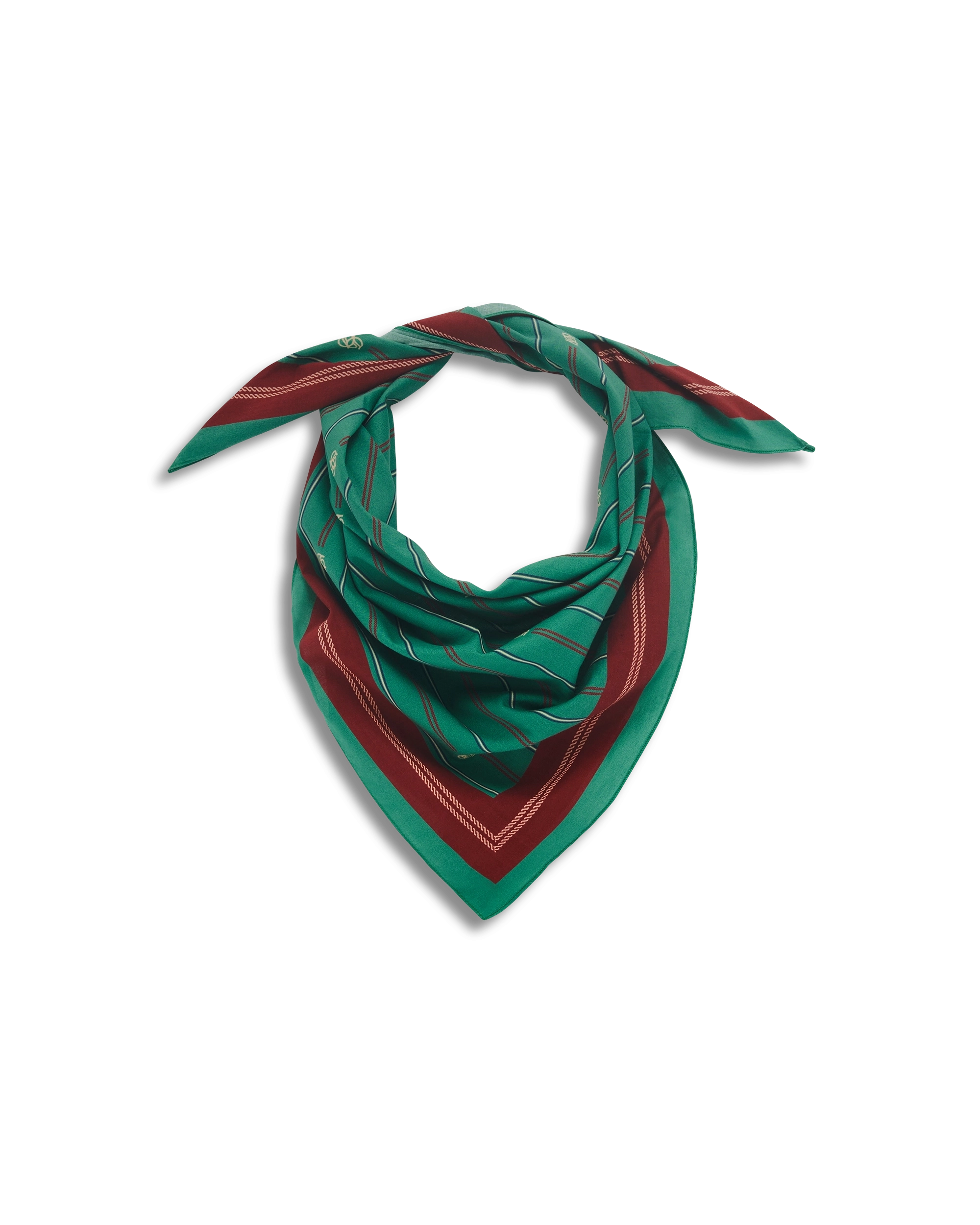 Drôle De Monsieur Le Foulard Rayé Monogramme Bandana Emerald Baumwolle