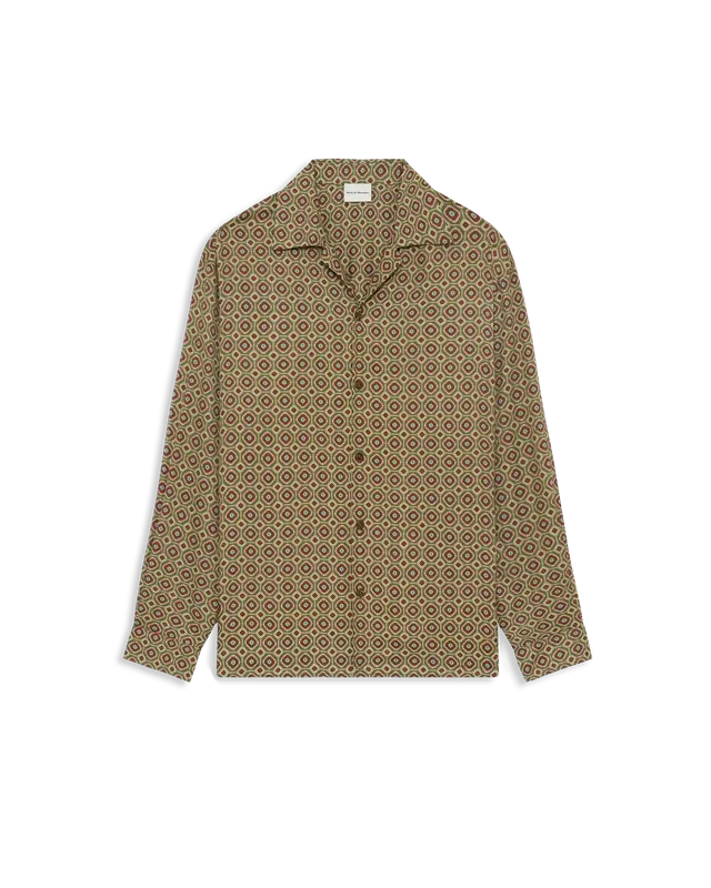 Drôle De Monsieur Geometric Hemd Khaki Viskose Langarm