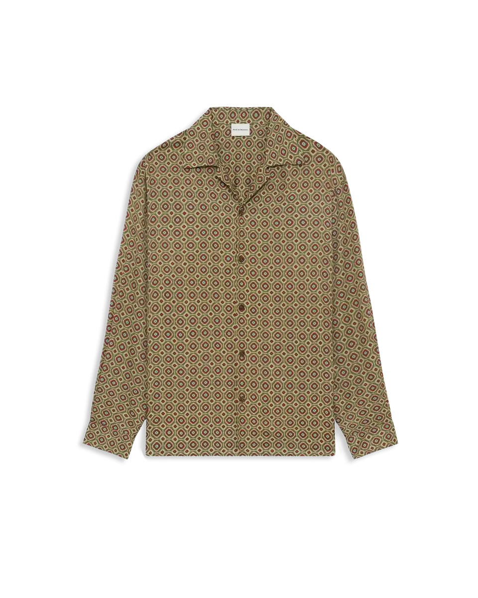 Drôle De Monsieur Geometric Hemd Khaki Viskose Langarm