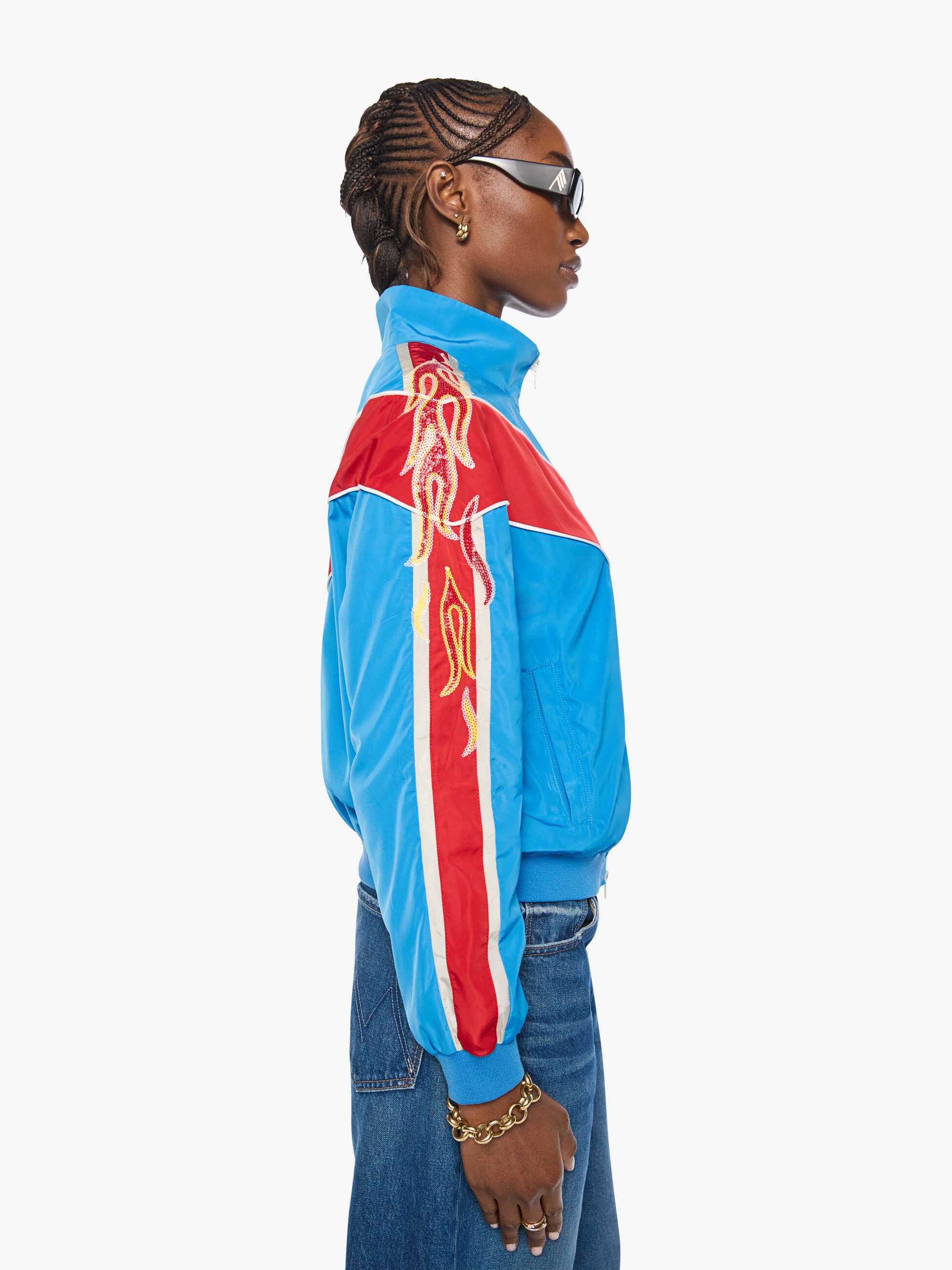 Mother Glossy Letterman Jacke Lightning Speed Blau