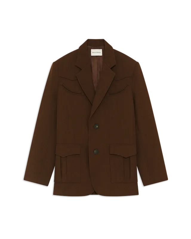 Drôle de Monsieur Western Single Breasted Sakko Wolle Braun