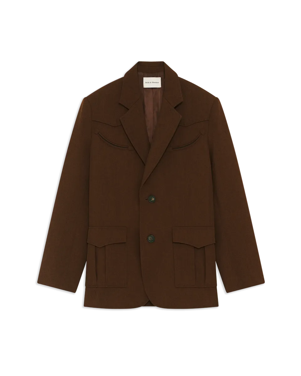 Drôle de Monsieur Western Single Breasted Sakko Wolle Braun