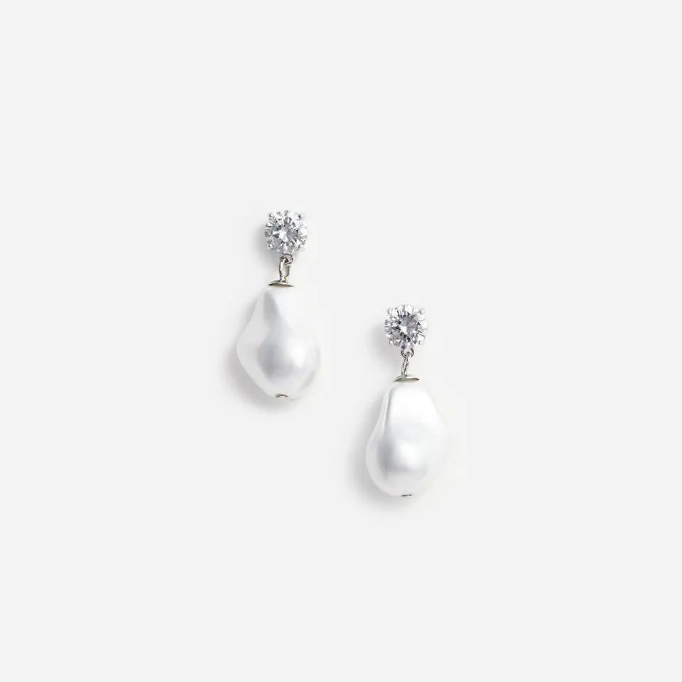 Self Portrait Mottled Pearl Ohrringe Creme Kristall