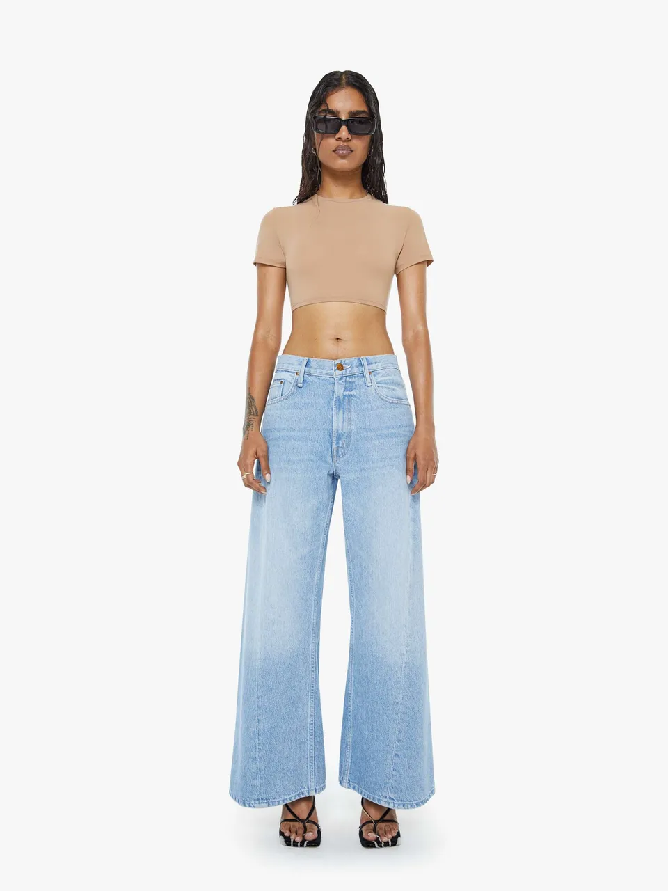 Mother Lil Lemon Twist Sneak Petite Wide Leg Jeans Munchies