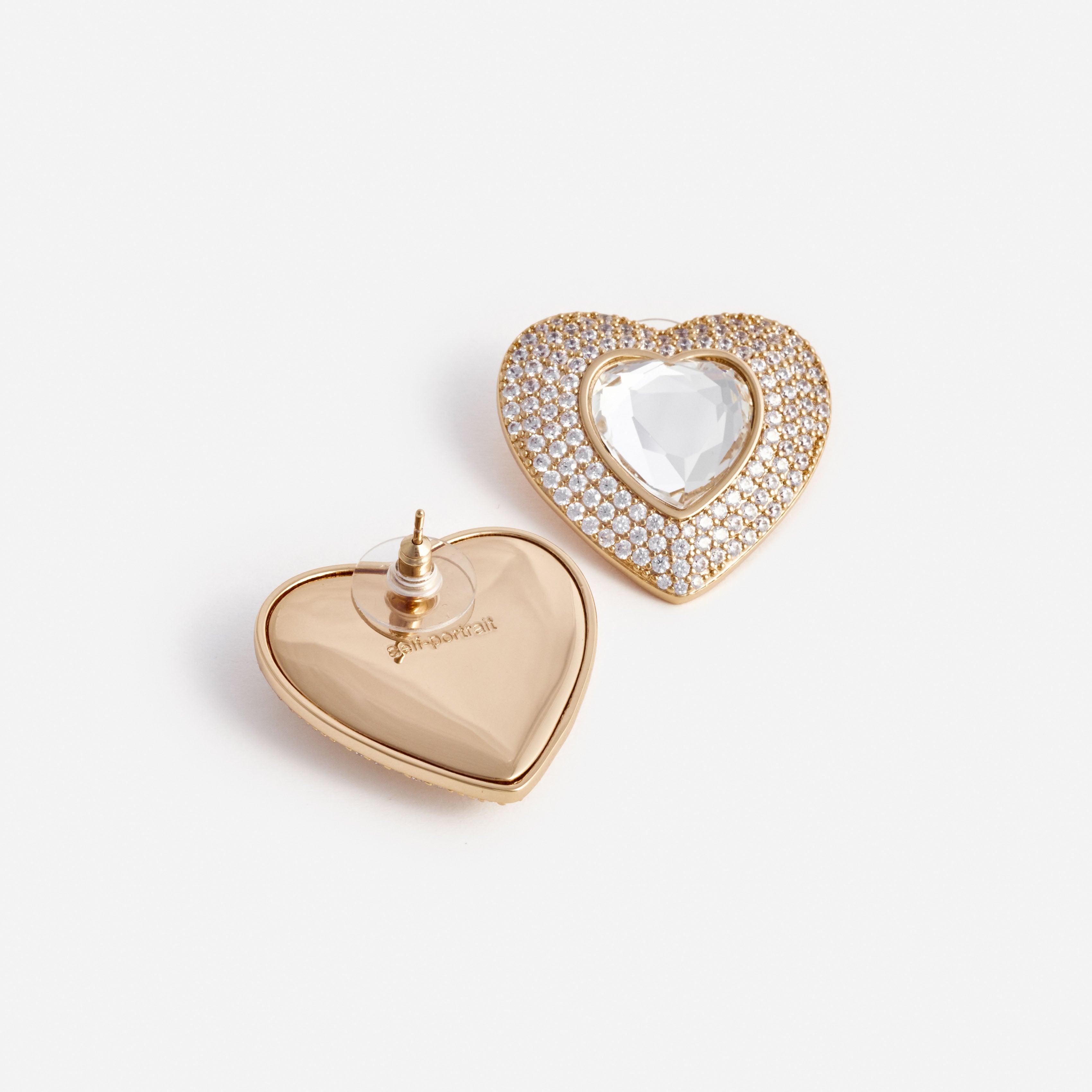 Self Portrait Jewellery Gold Crystal Heart Ohrstecker gold