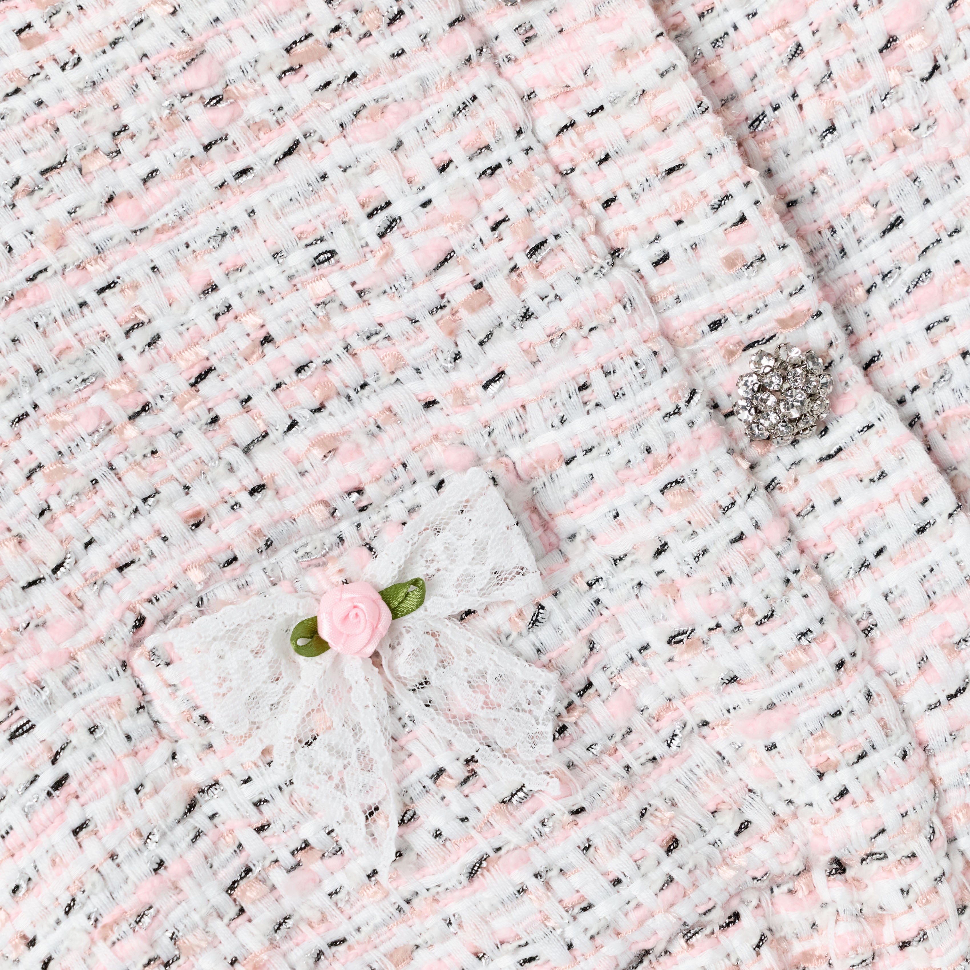 Self Portrait Outerwear Pink Boucle Lace Bow Jacket Kinderjacke Rosa 7/8