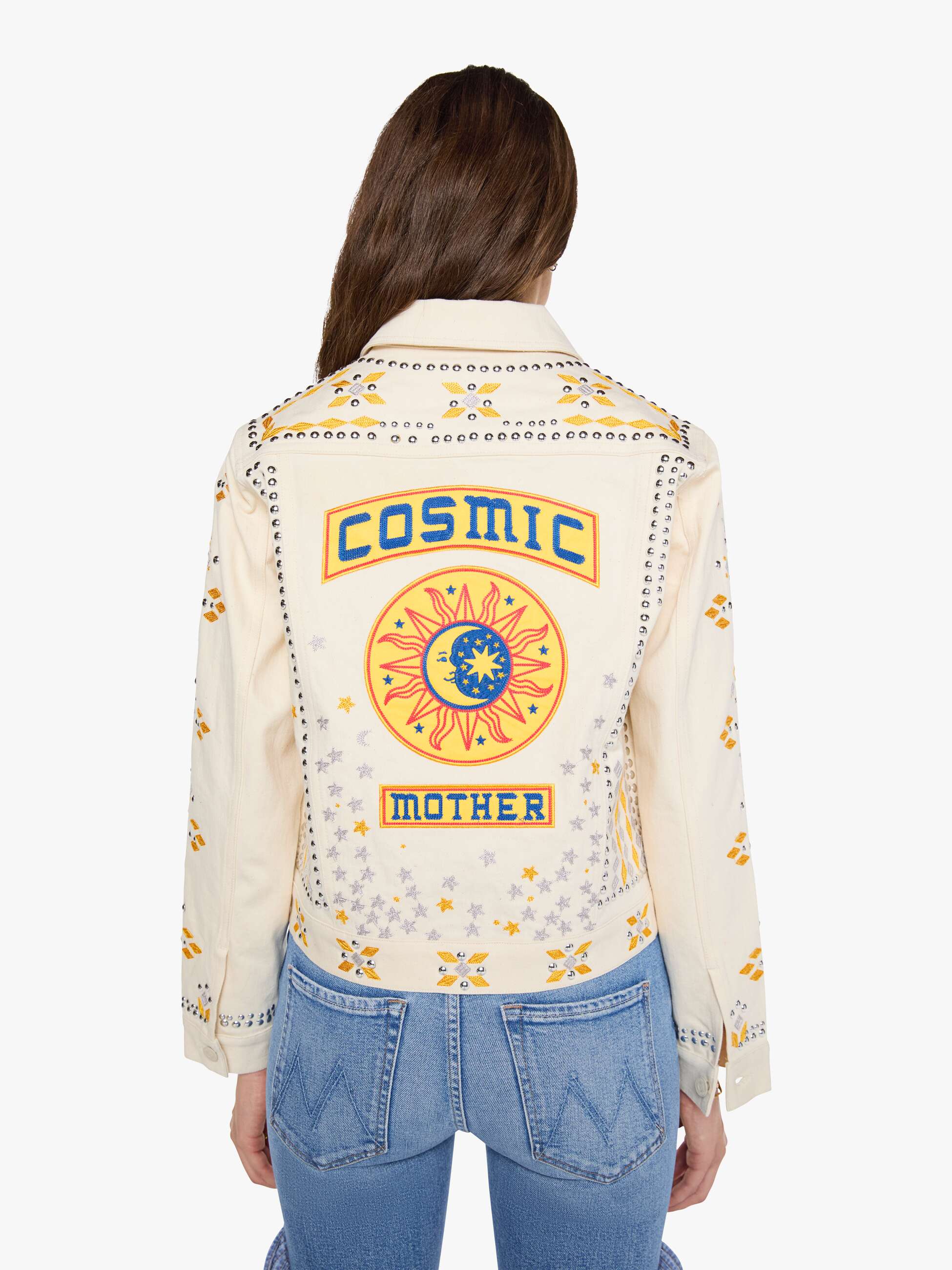 Mother The Bruiser All Natural Jeansjacke Creme Baumwolle