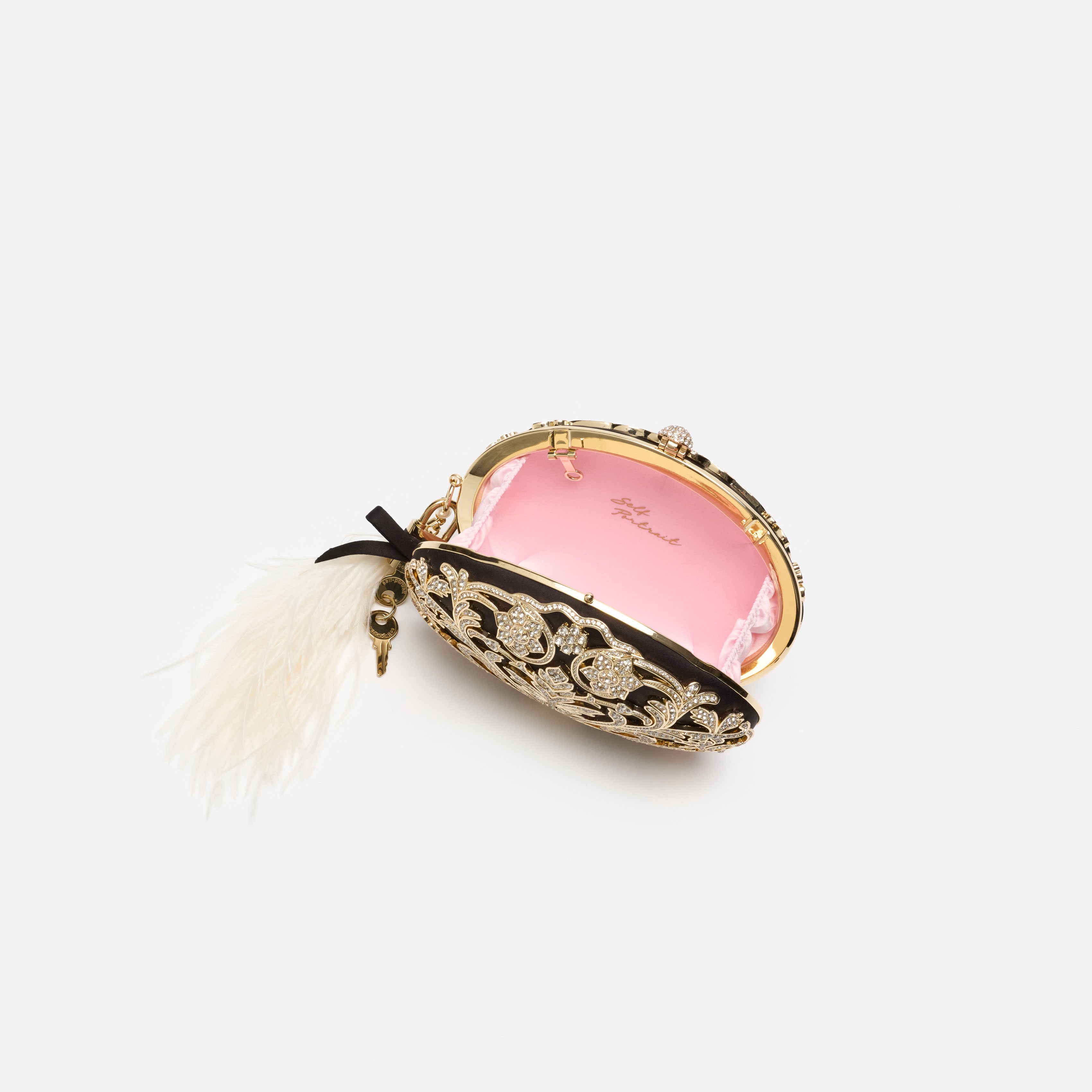 Self Portrait Oval Clutch Tasche Schwarz Kristall Satin