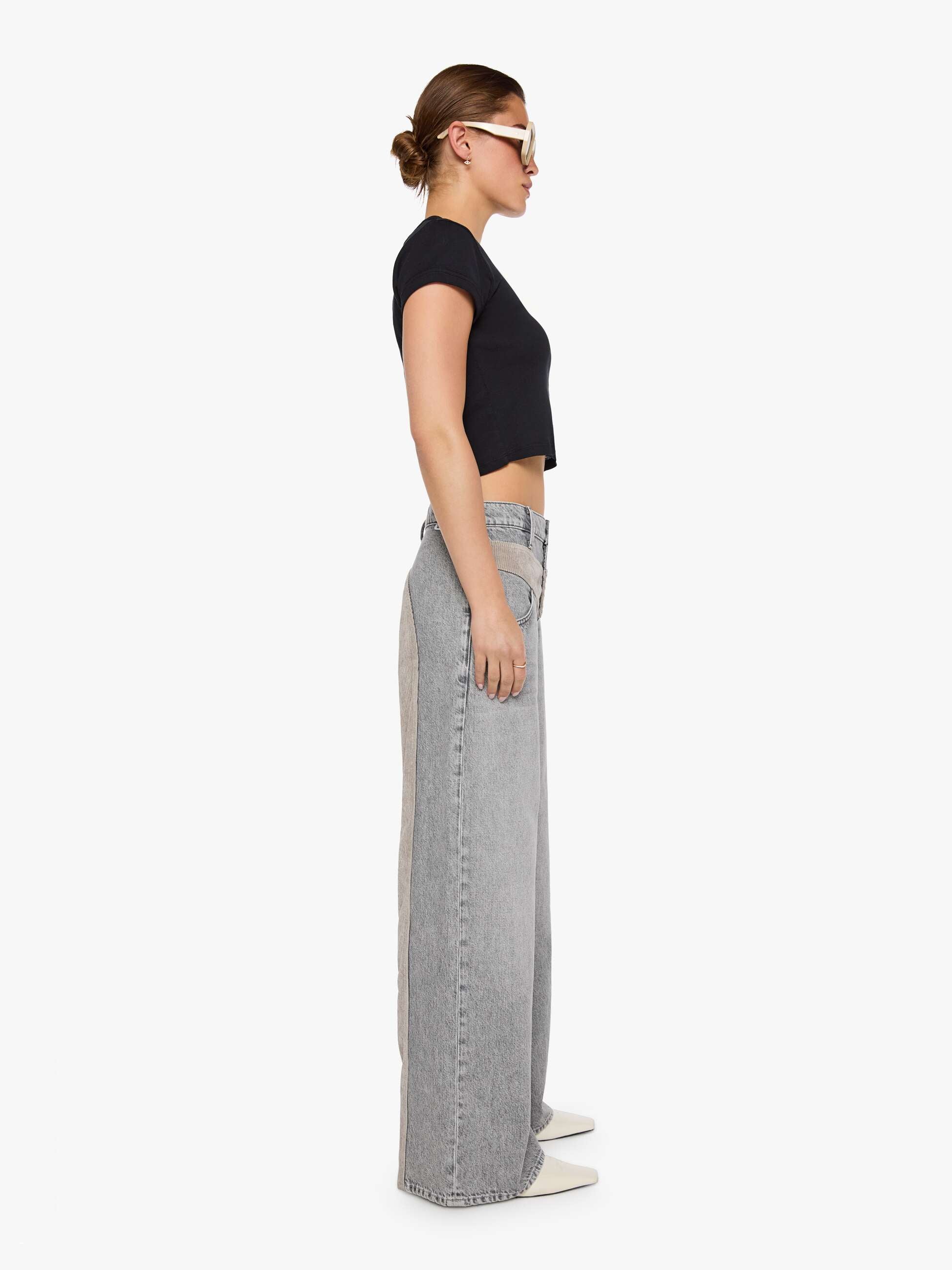 Mother Snacks Mix Jeans Rocky Road Grau Wide Leg