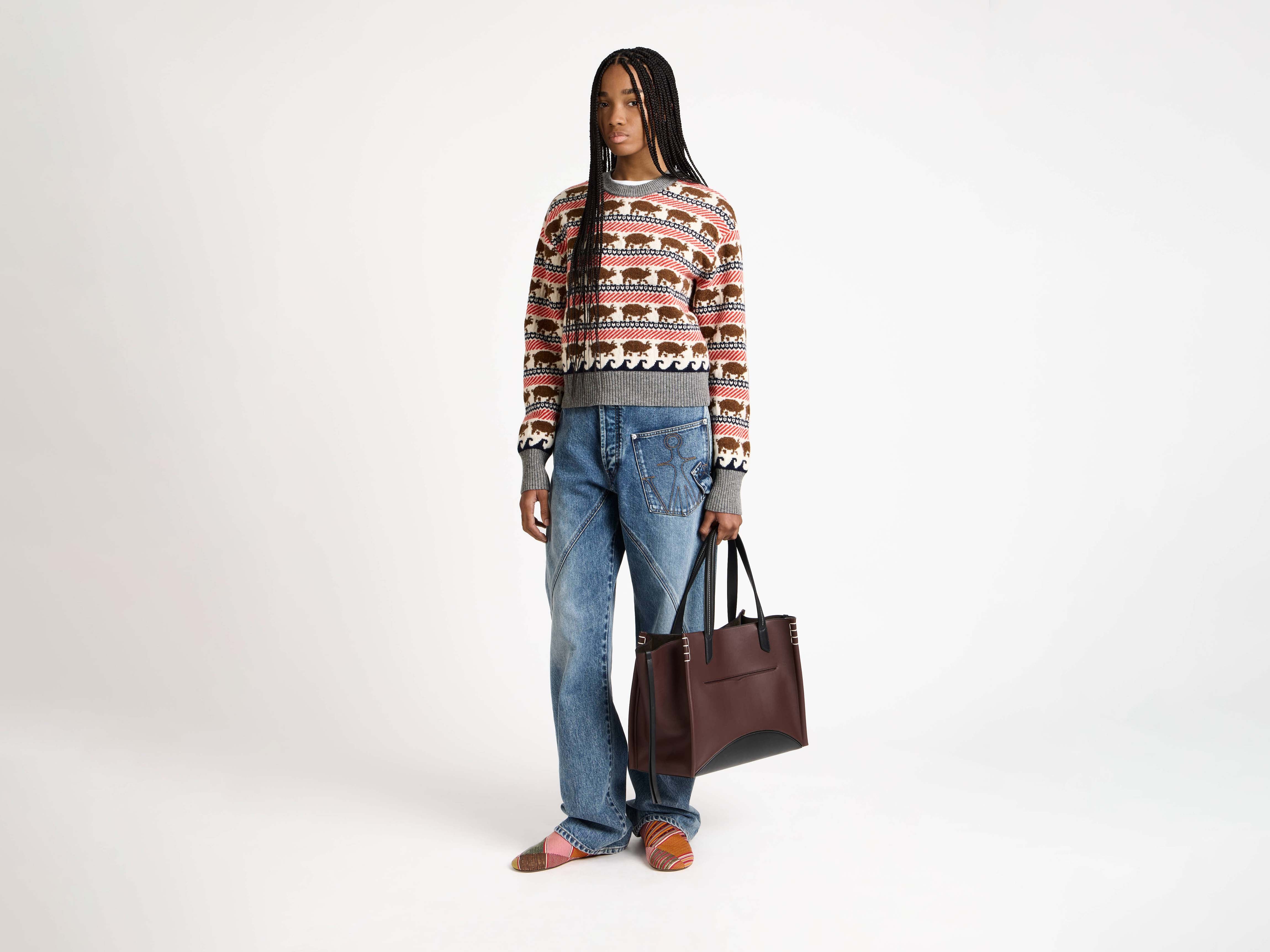 J.W.Anderson Loafer Cabas Tote Bordeaux Schwarz