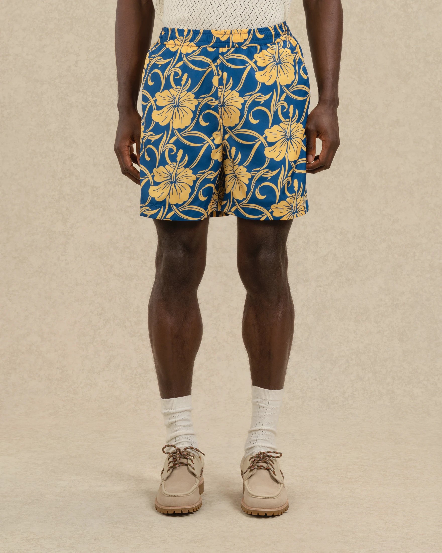 Drôle De Monsieur Short Plage Hibiscus Badeshorts Navy Print