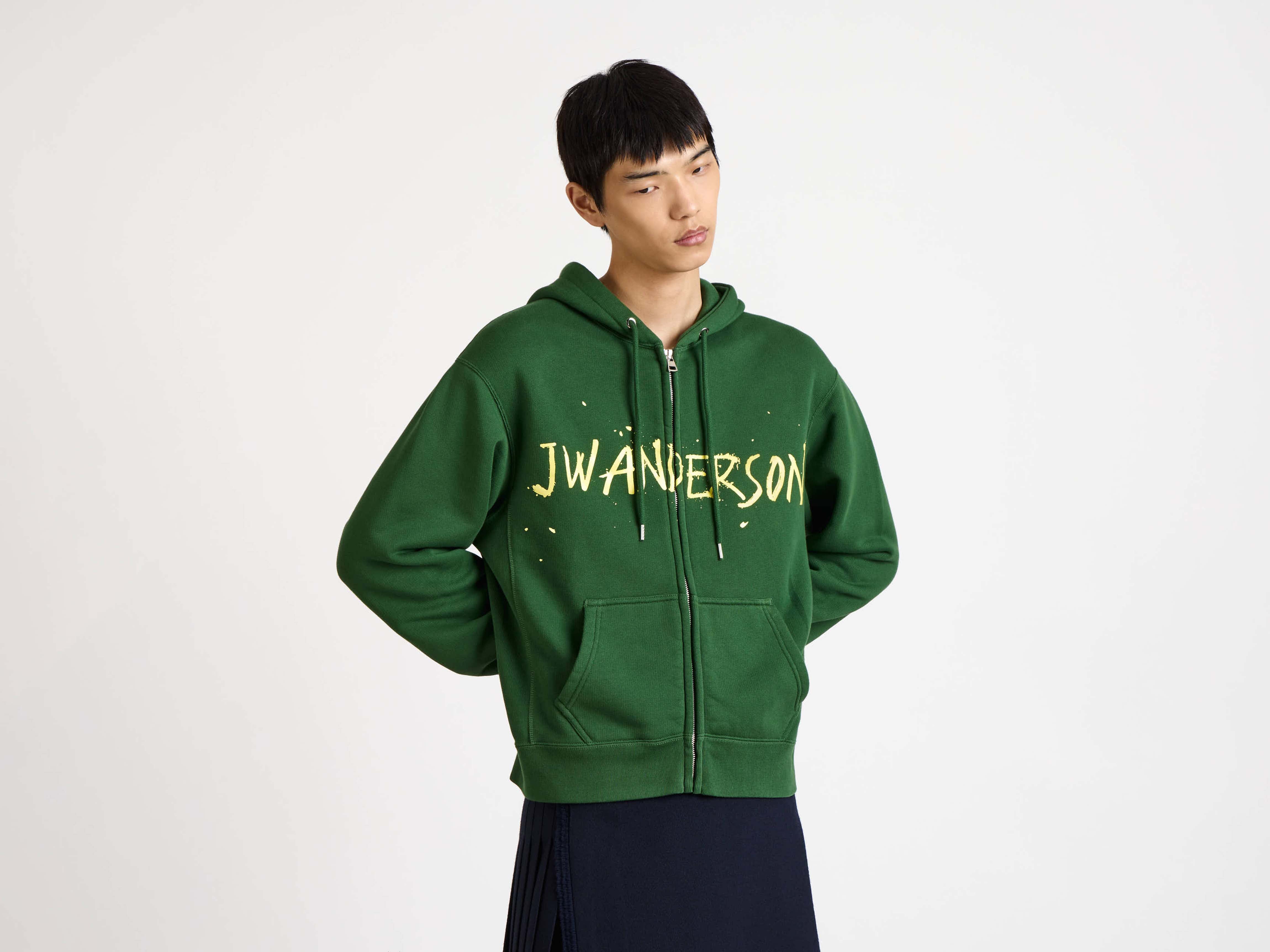 J.W. Anderson Zip Hoodie Herren Grün Gr.M Print