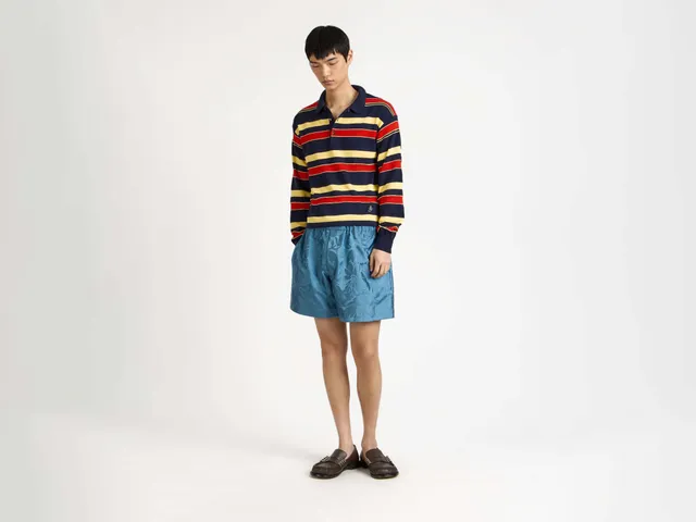 J.W.Anderson Damask Woven Shorts Herren Seidenshorts Airforce Blue