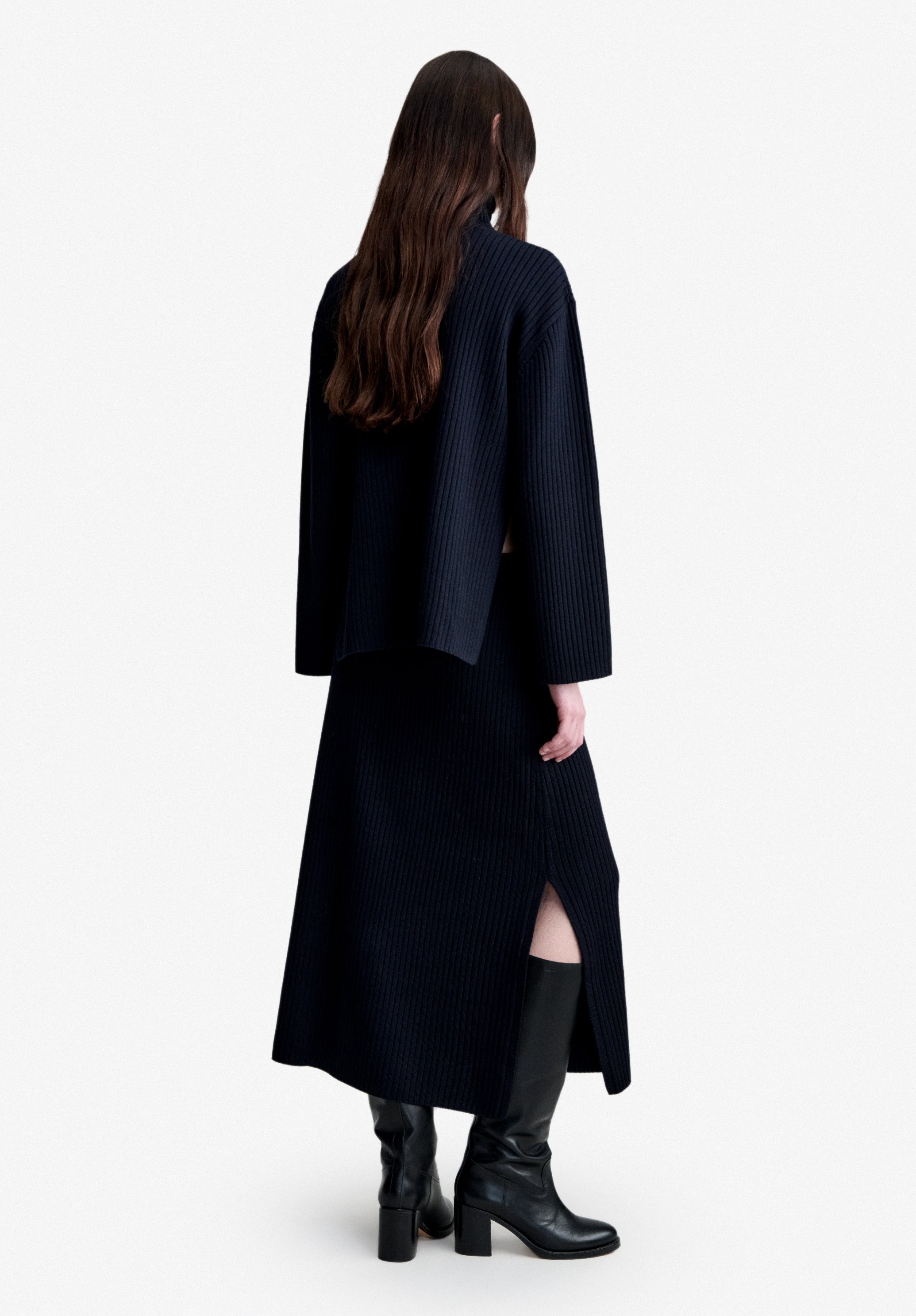 A.P.C. Rock Merinowolle marineblau lang M