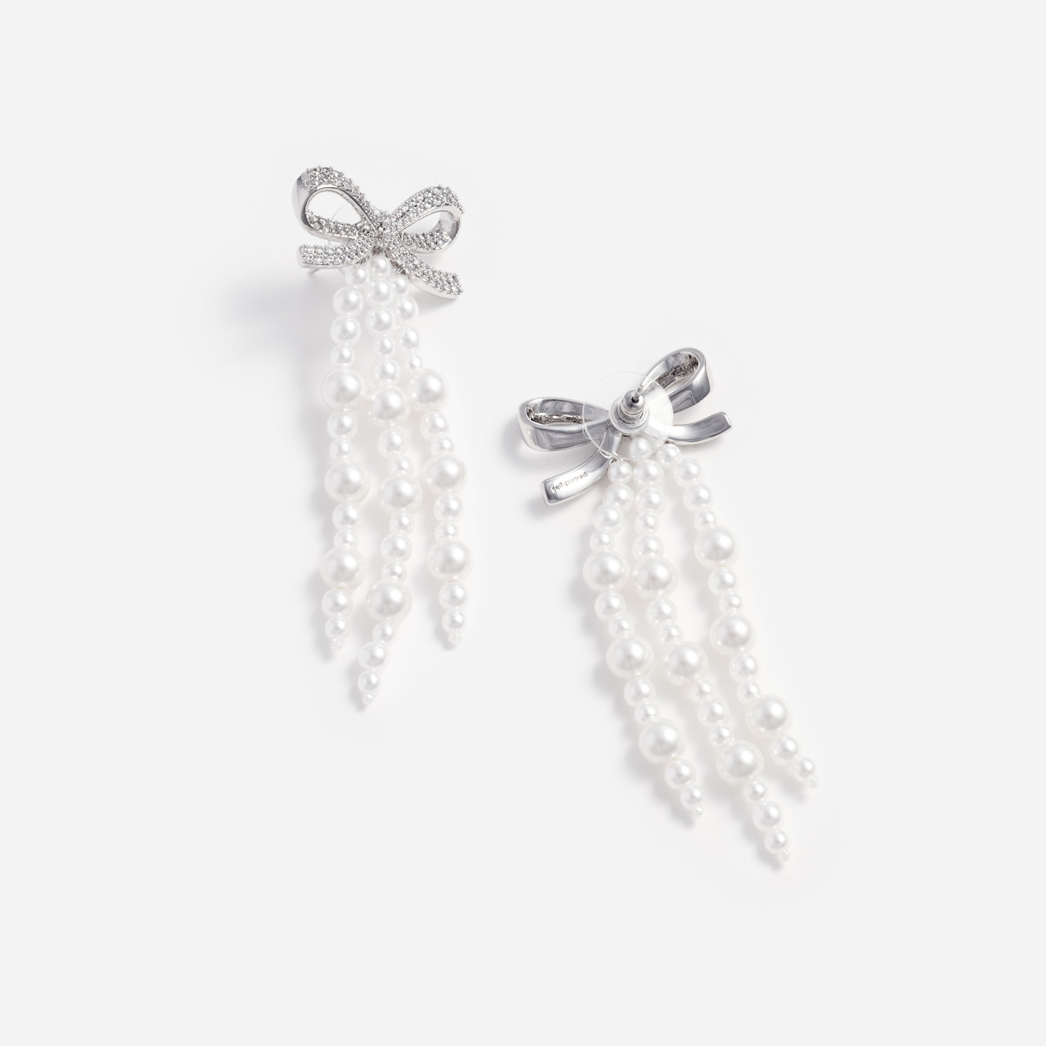 Self Portrait Bow Pearl Waterfall Earrings Ohrringe One Size
