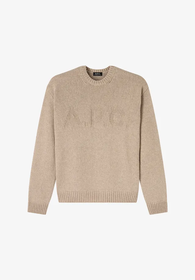 A.P.C. Pullover Taupe Wolle M mit Logo recycelt