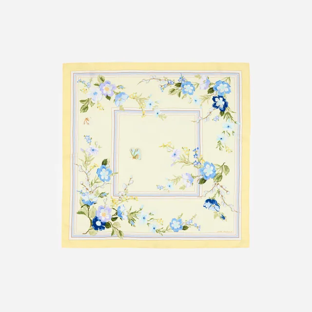 Self Portrait Yellow Floral Scarf Seidenschal Gelb 85cm