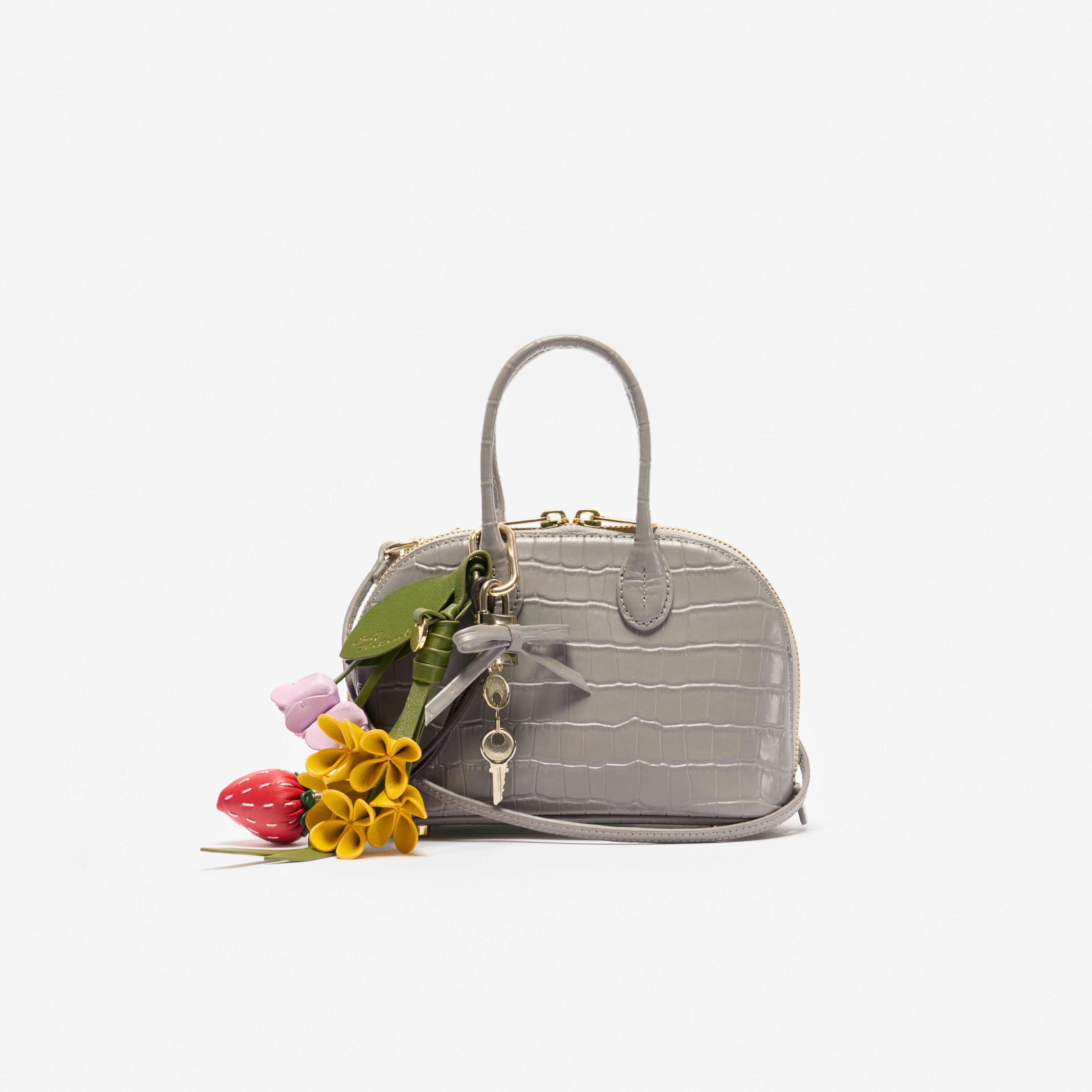 Self Portrait Handbags Embossed Leather Grey Mini Tasche Grau Leder
