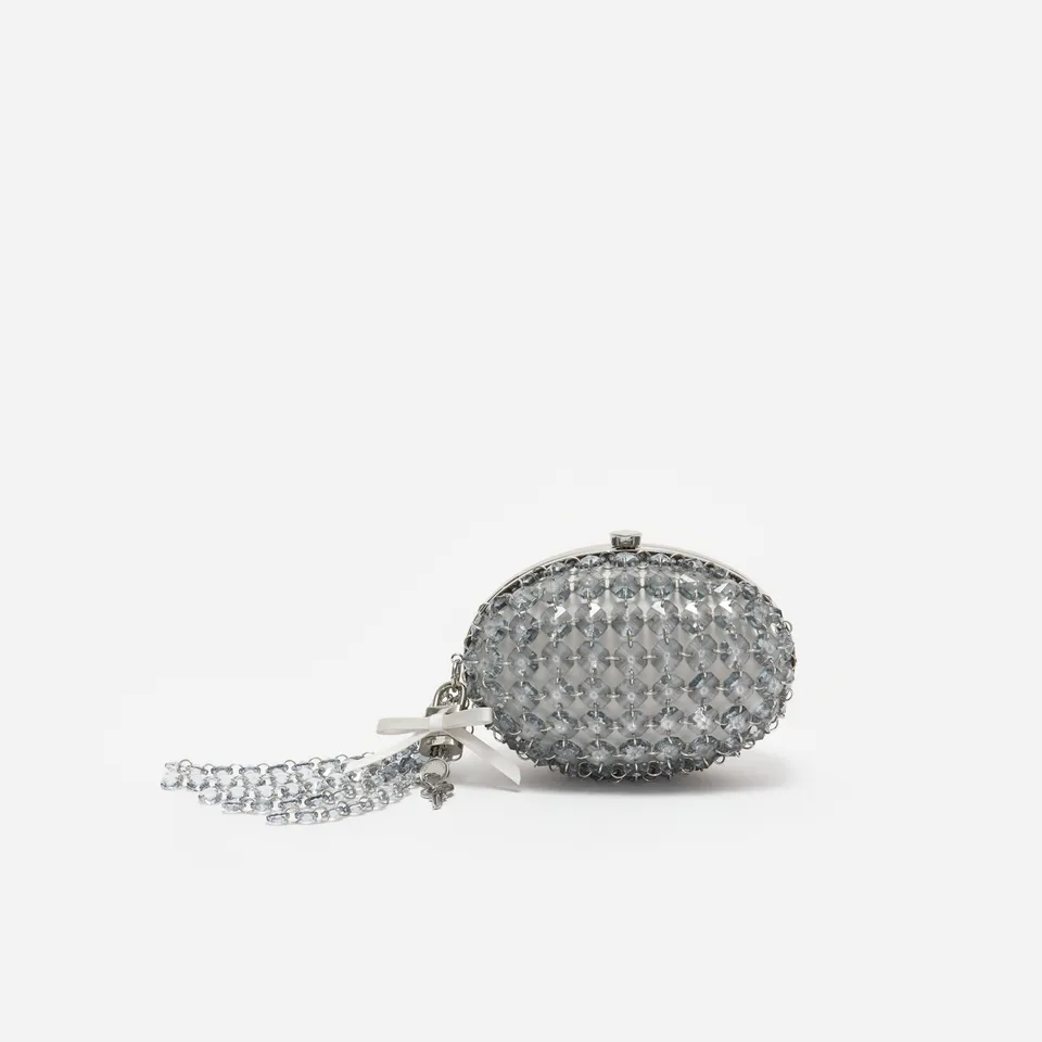 Self Portrait Grey Oval Crystal Chain Clutch Grau One Size Kristall