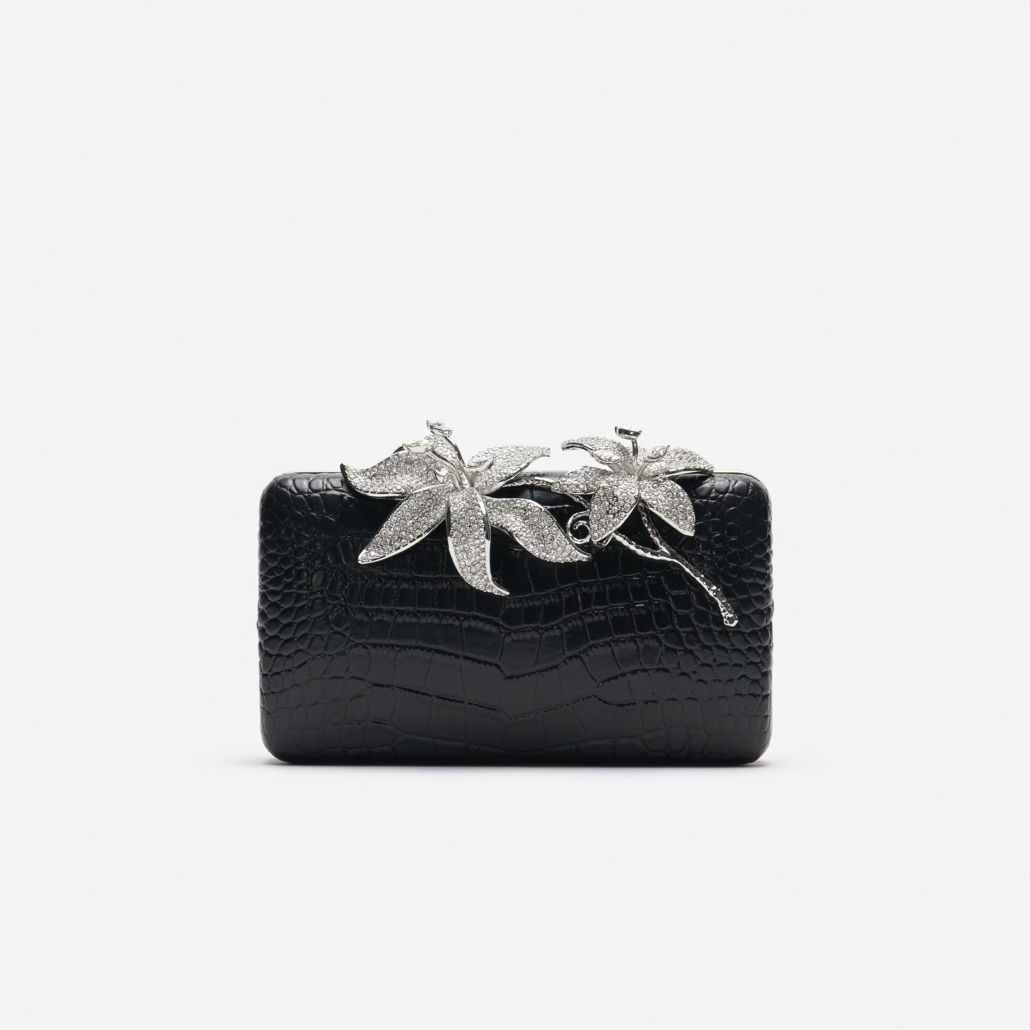 Self Portrait Handbags Black Croc Clutch Tasche Schwarz Kristall