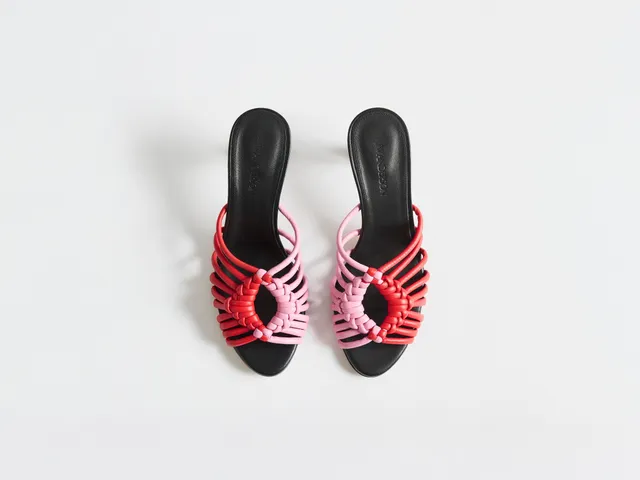 J.W.Anderson Woven Heeled Plot Sandale Rot Pink Leder