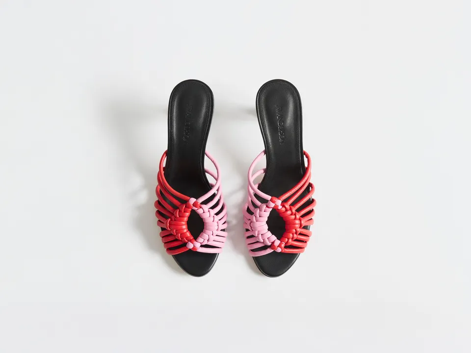 J.W.Anderson Woven Heeled Plot Sandale Rot Pink Leder
