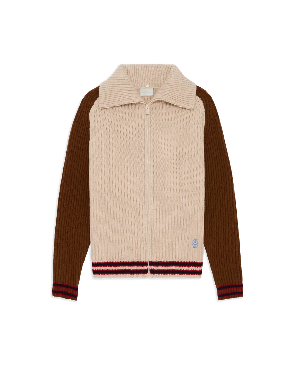 Drôle De Monsieur Sherpa Cardigan Off White Wolle