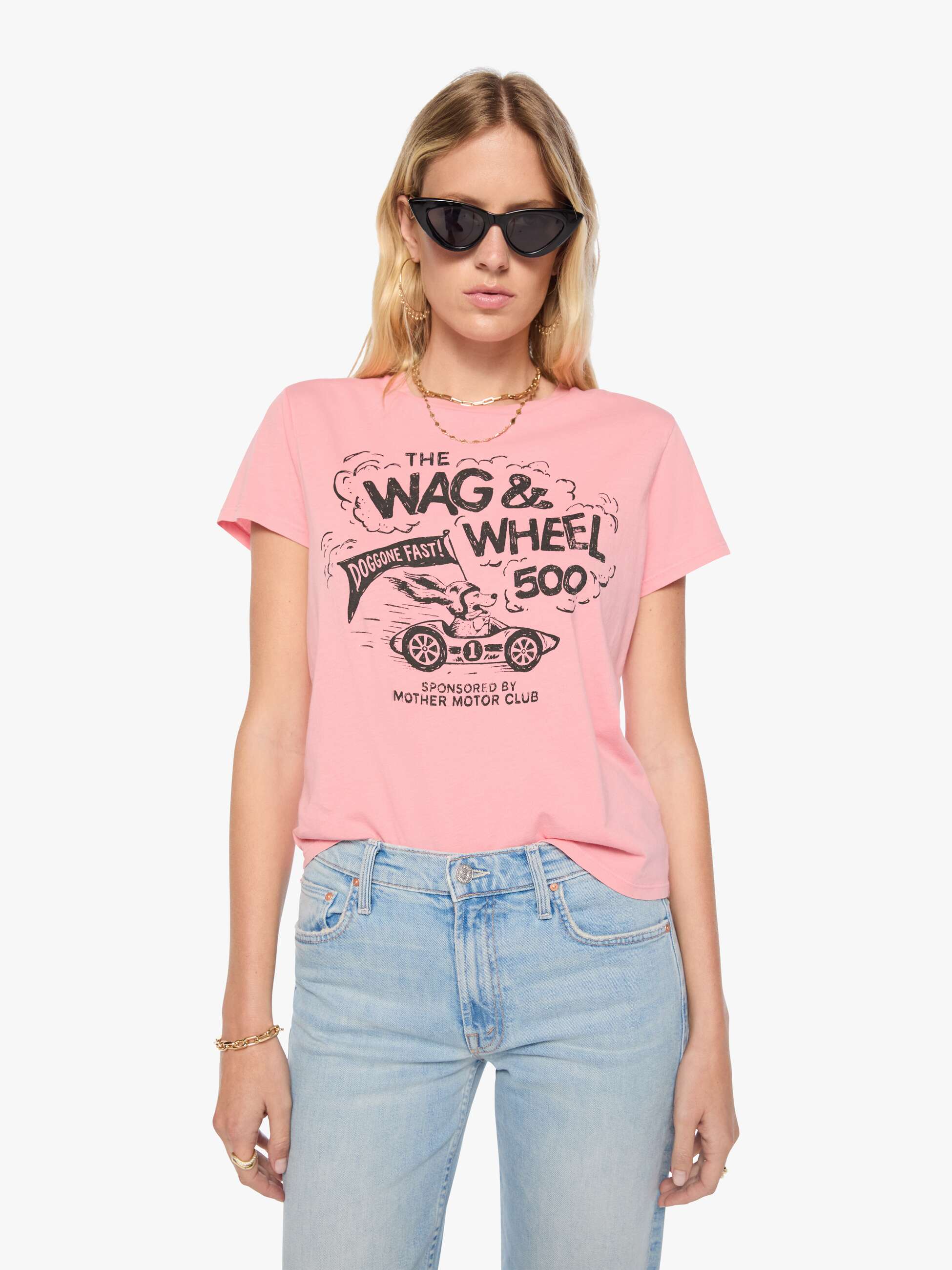 Mother The Lil Goodie Goodie T-Shirt Wag And Wheel Rosa Supima