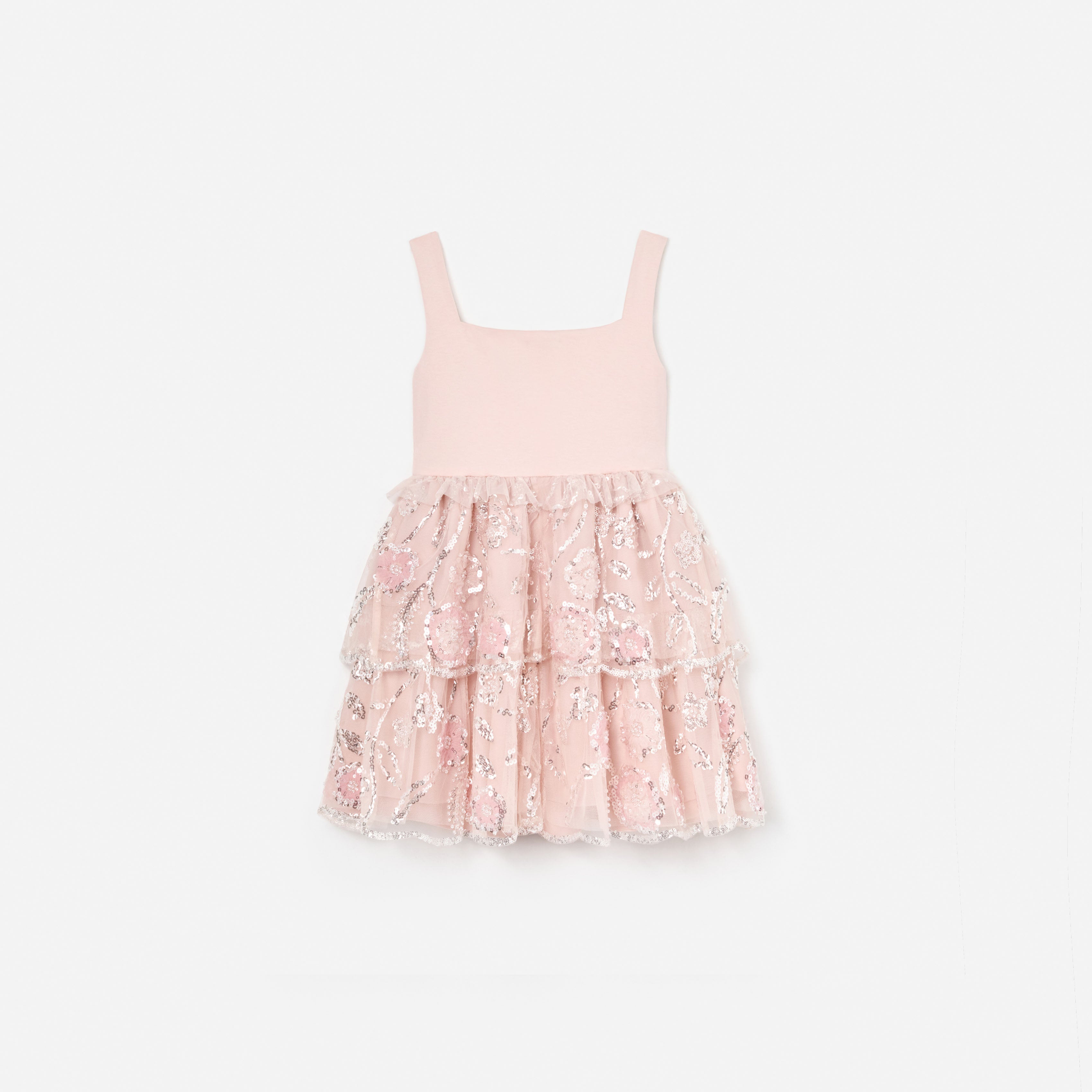 Self Portrait Pink Sequin Tiered Kleid Rosa Pailletten