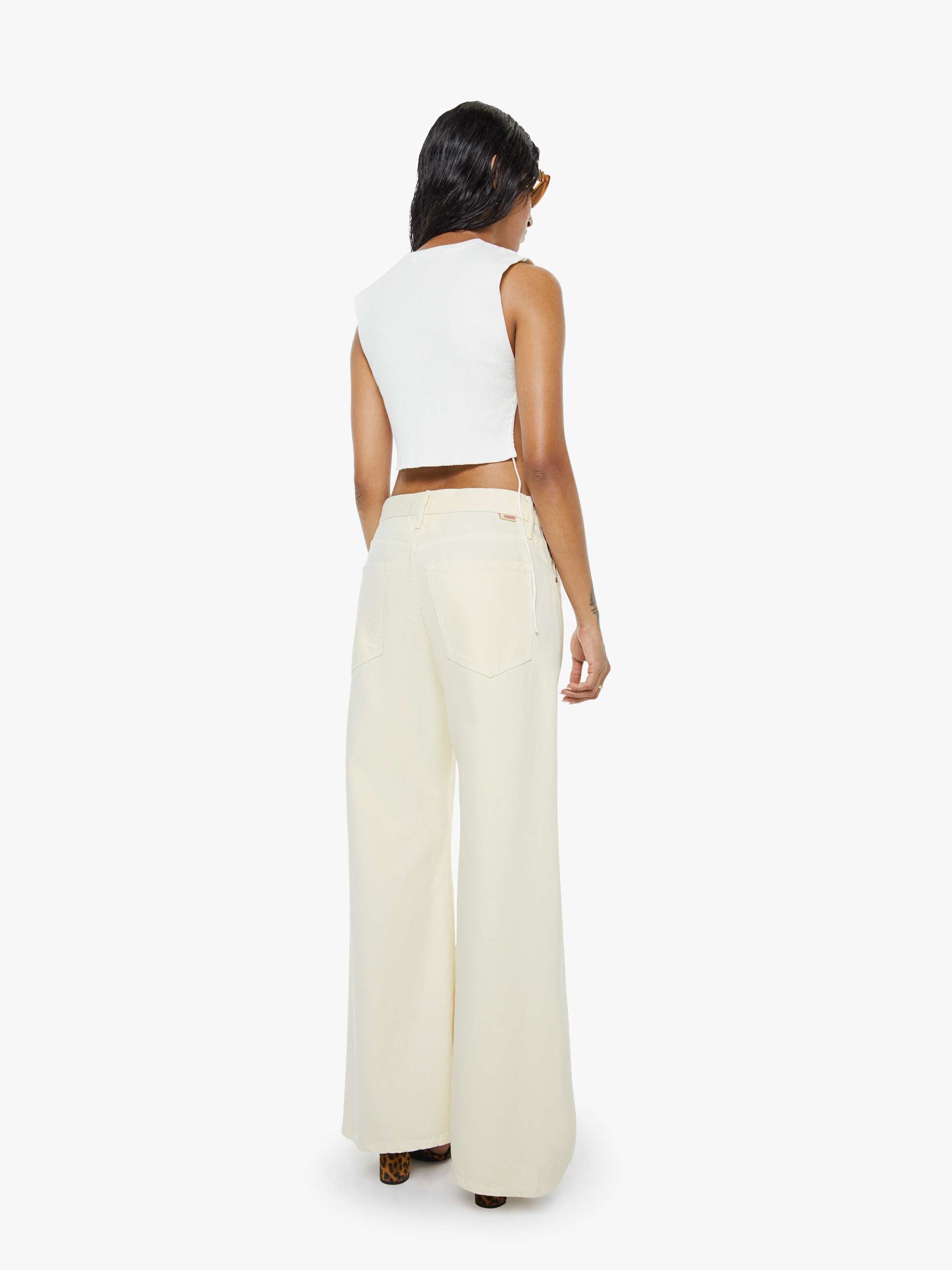 Mother Lil Lemon Twist Sneak Petite Jeans Natural Cremeweiss