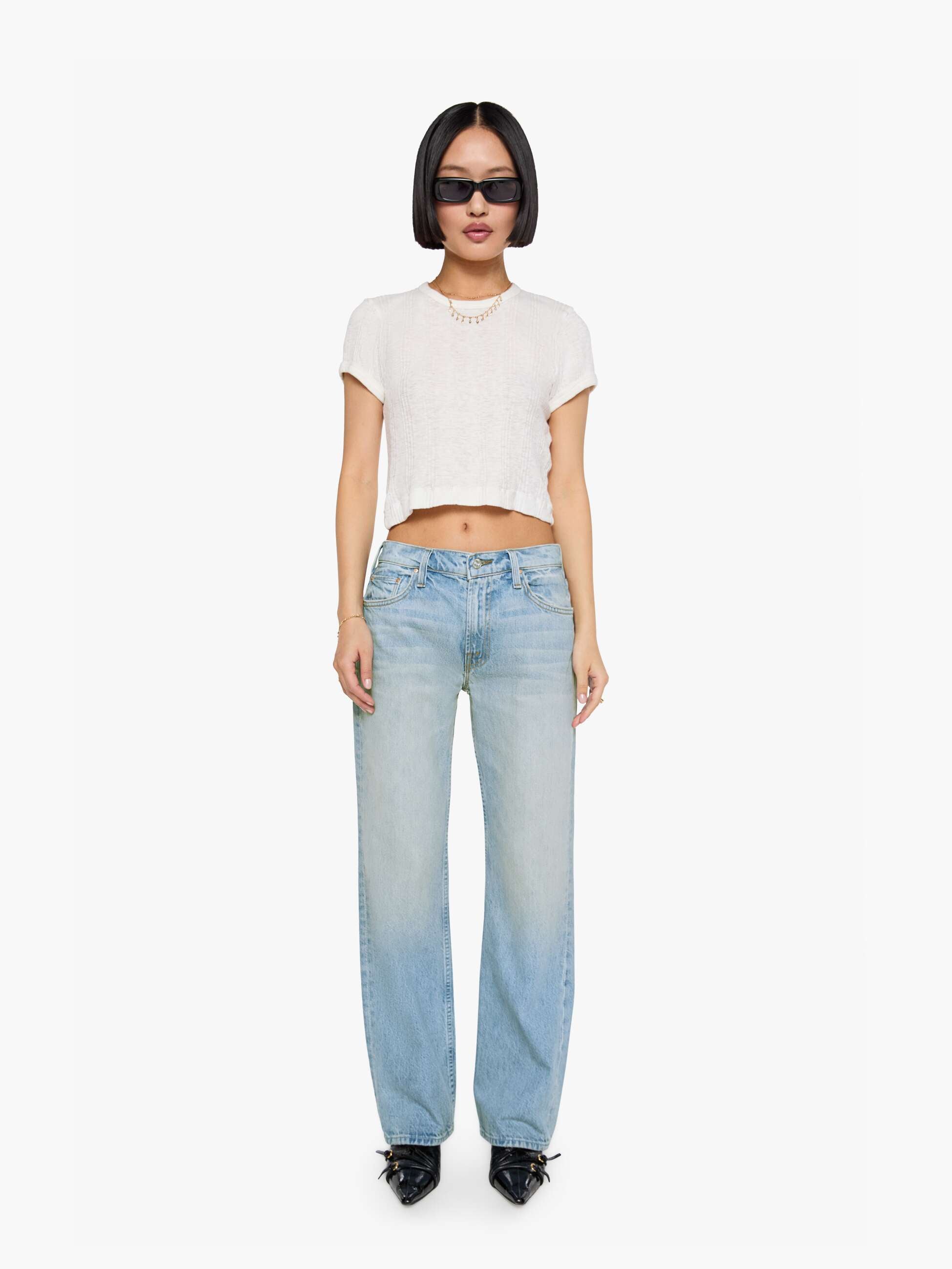 Mother The Lil Reifler Petite Jeans Daydreamer Hellblau