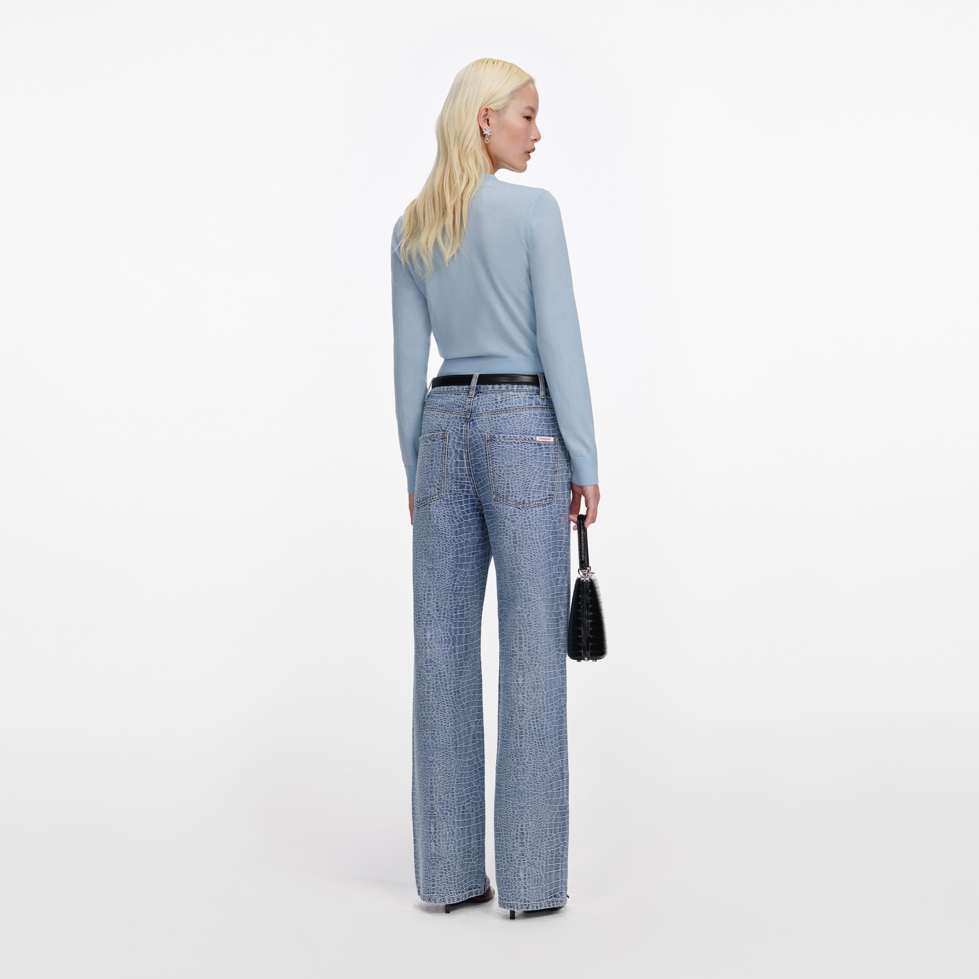 Self Portrait Blue Rose Wool Pullover Blau Wolle XS-L