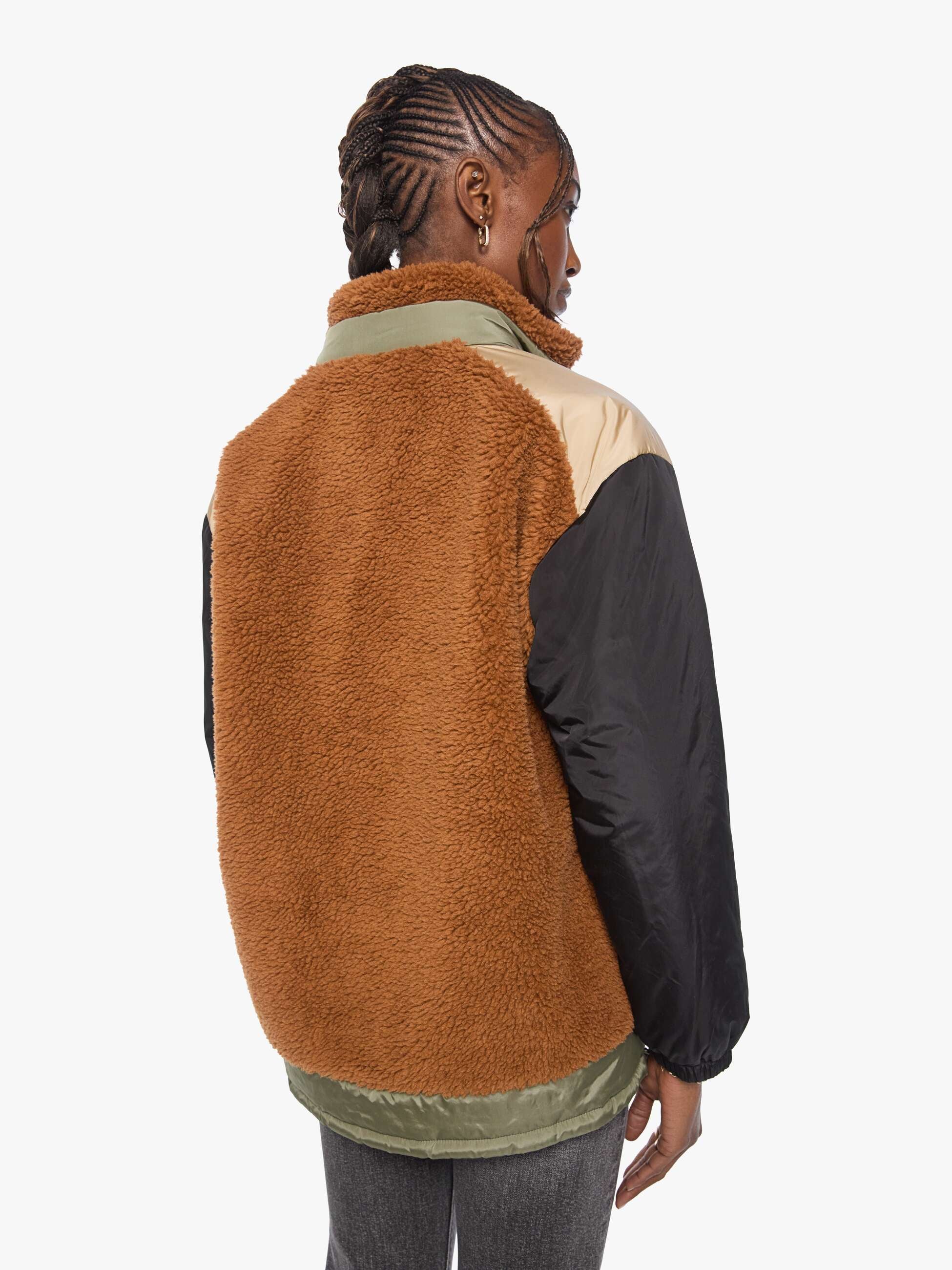 Mother The Teddy Zip Teddyjacke Braun Oversize Faux-Sherpa
