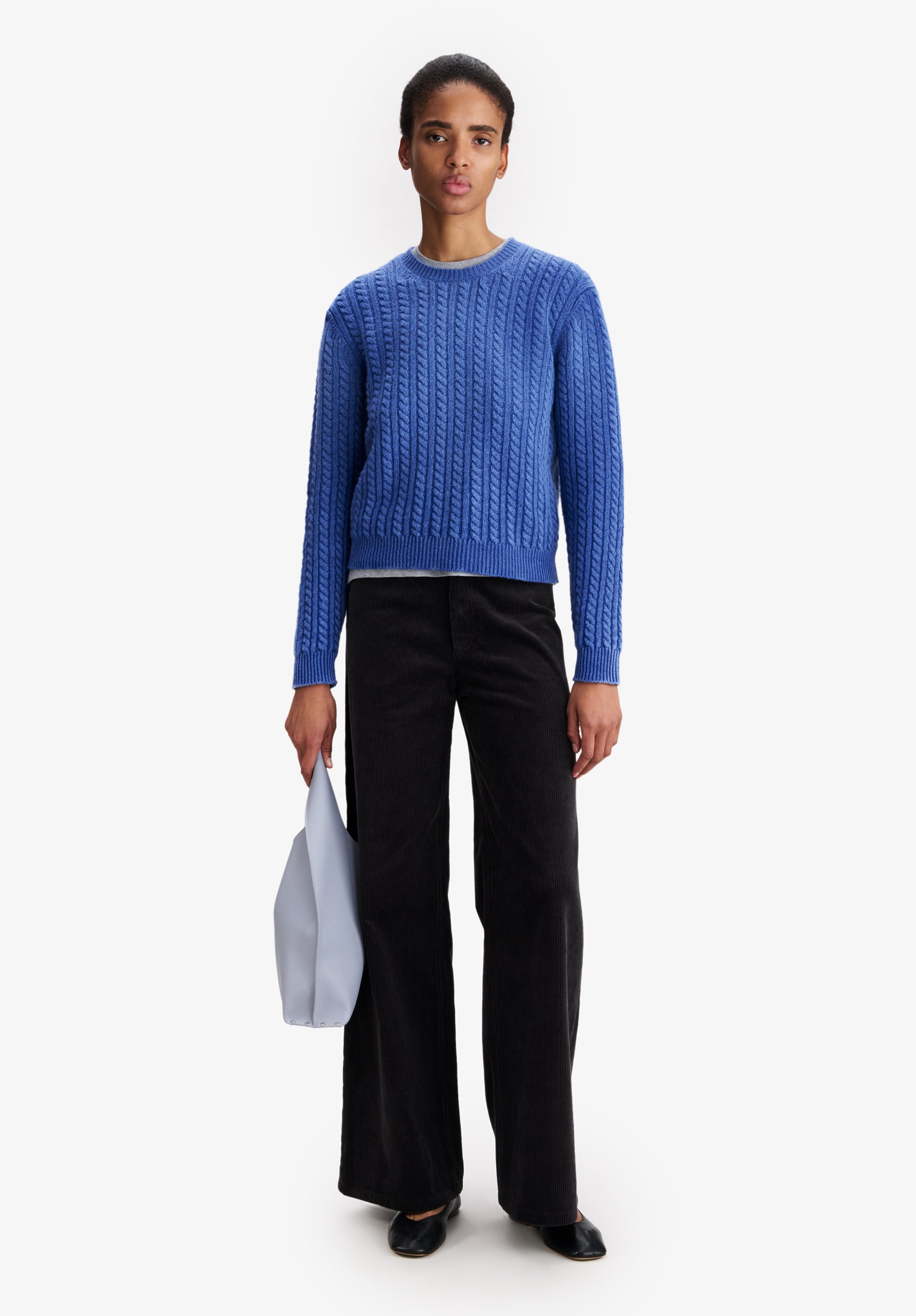 A.P.C. Zopfstrickpullover Blau Rundhals Slim