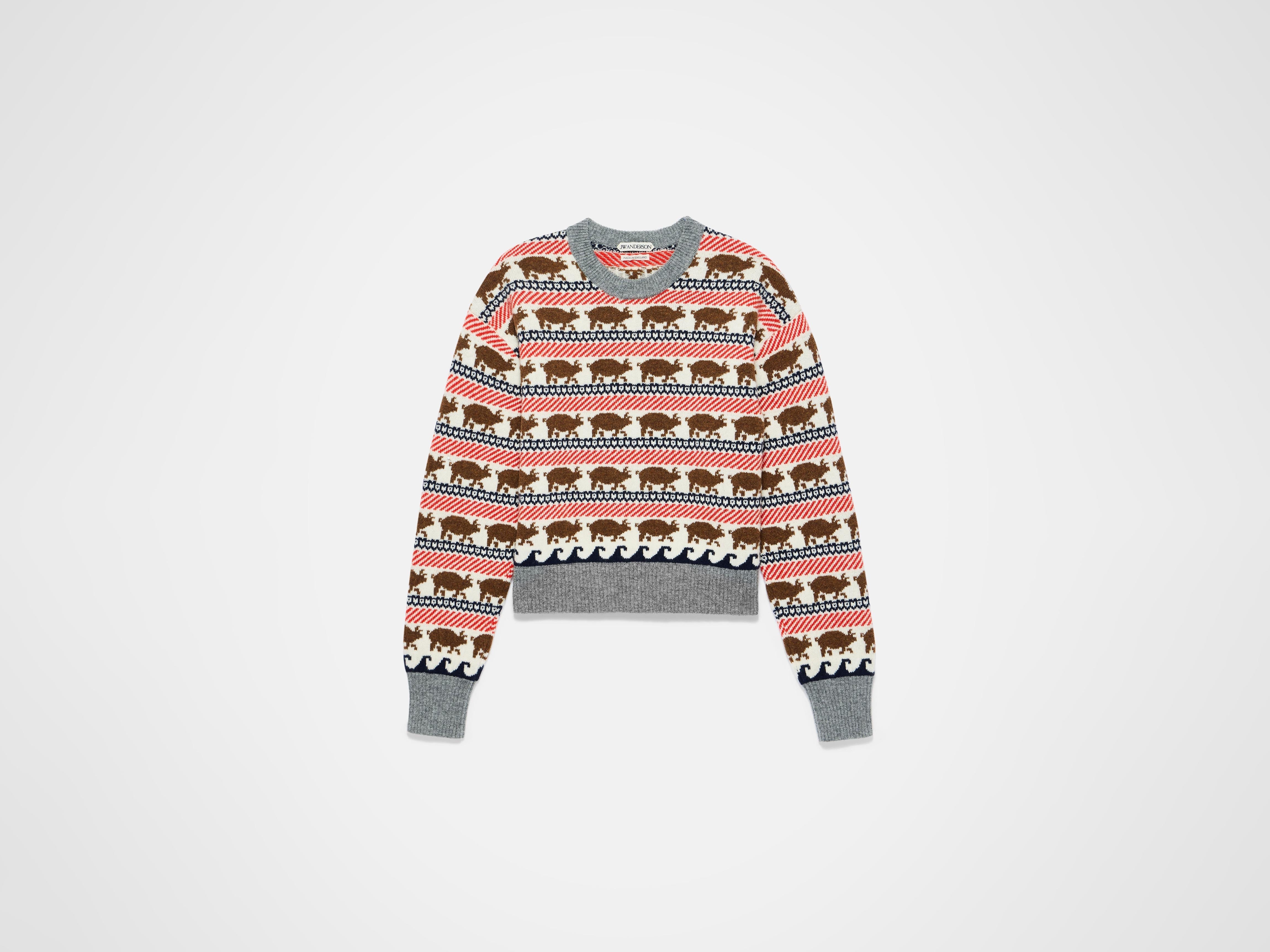 J.W.Anderson Fairisle Pig Jumper Strickpullover Rot Damen