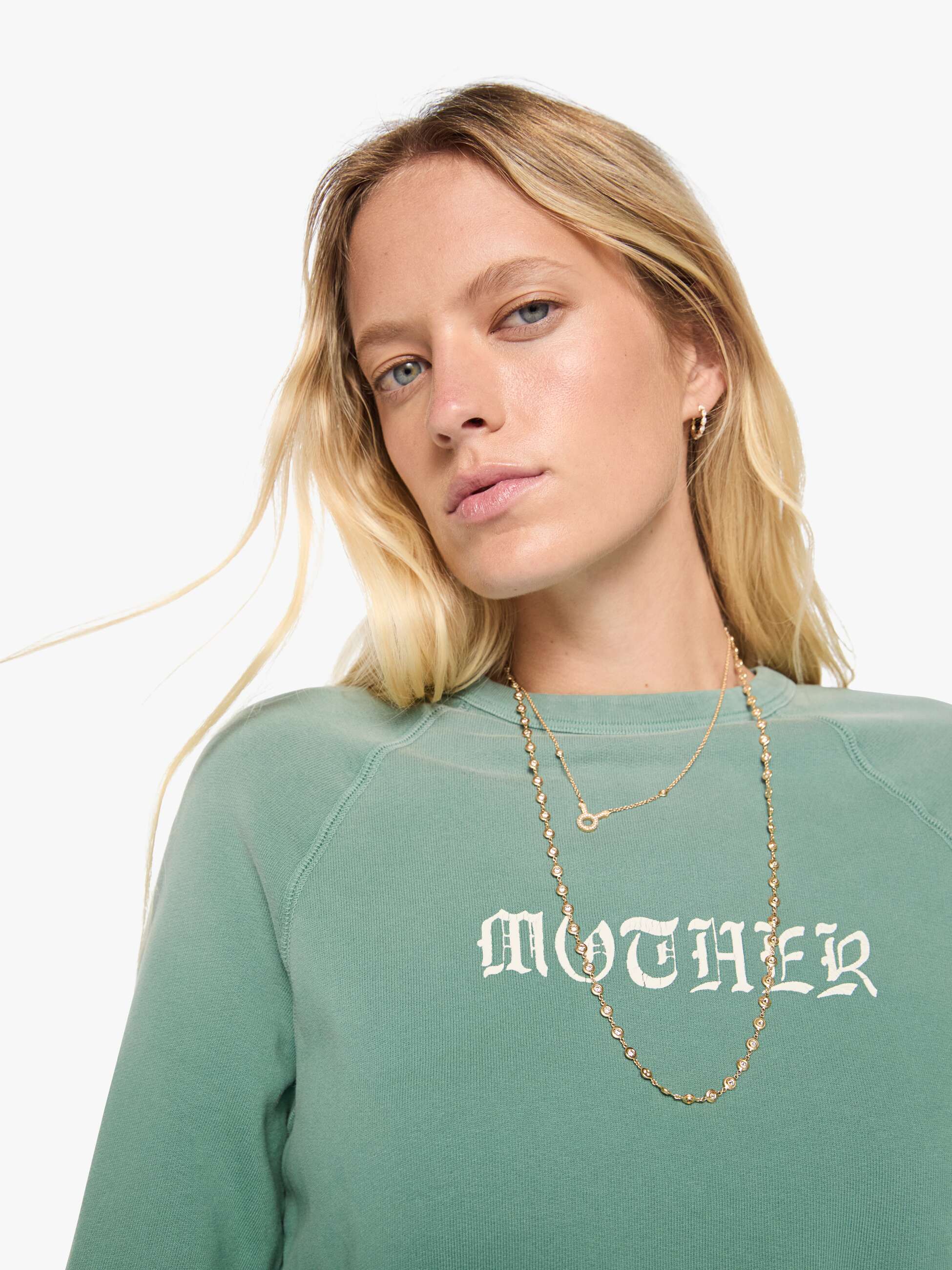 Mother Itty Concert Sweatshirt Faded Ivy cropped
