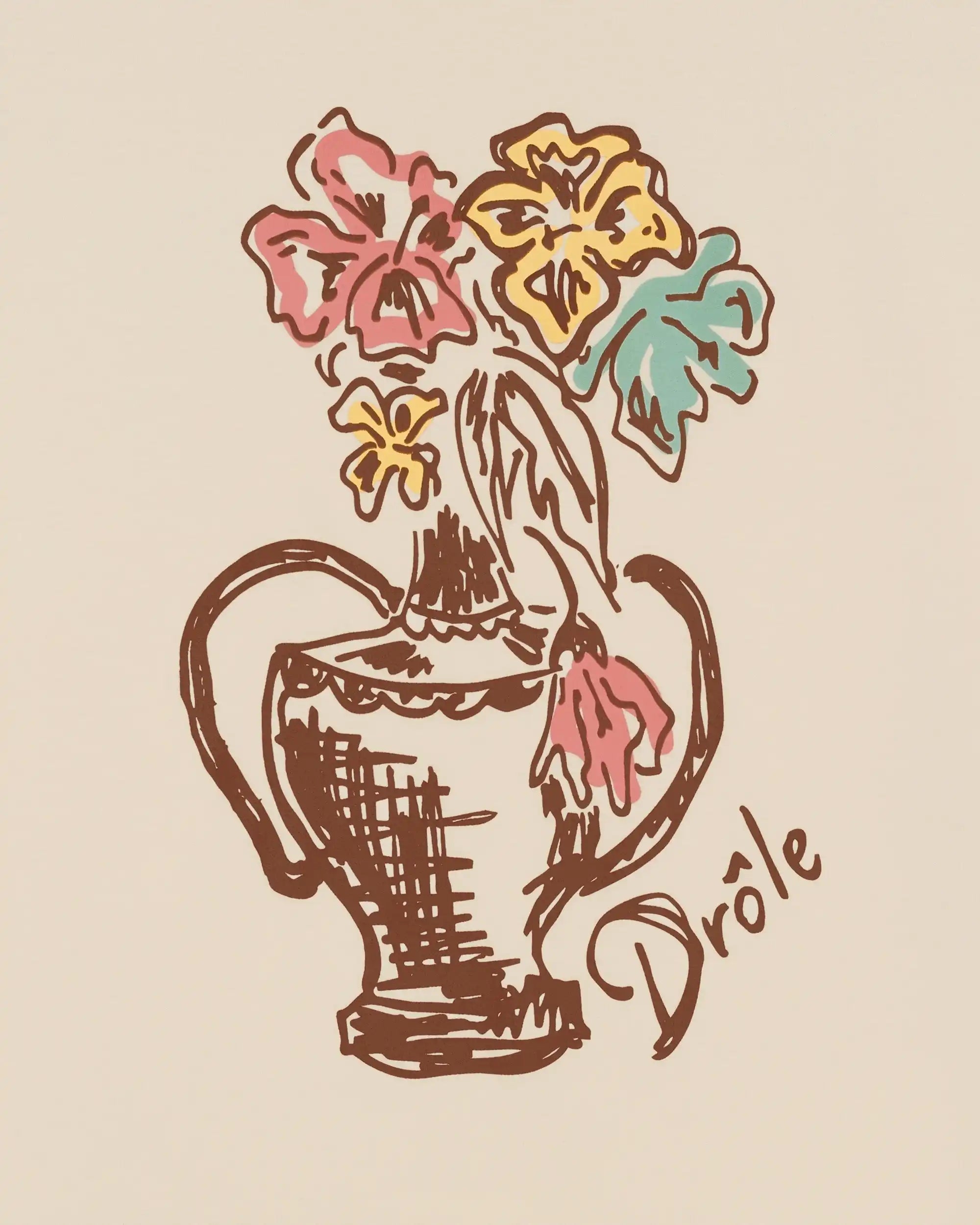 Drôle De Monsieur Vase Havana T-Shirt Beige Baumwolle