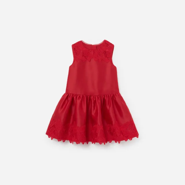 Self Portrait Red Taffeta Lace Dress Rot Mädchenkleid