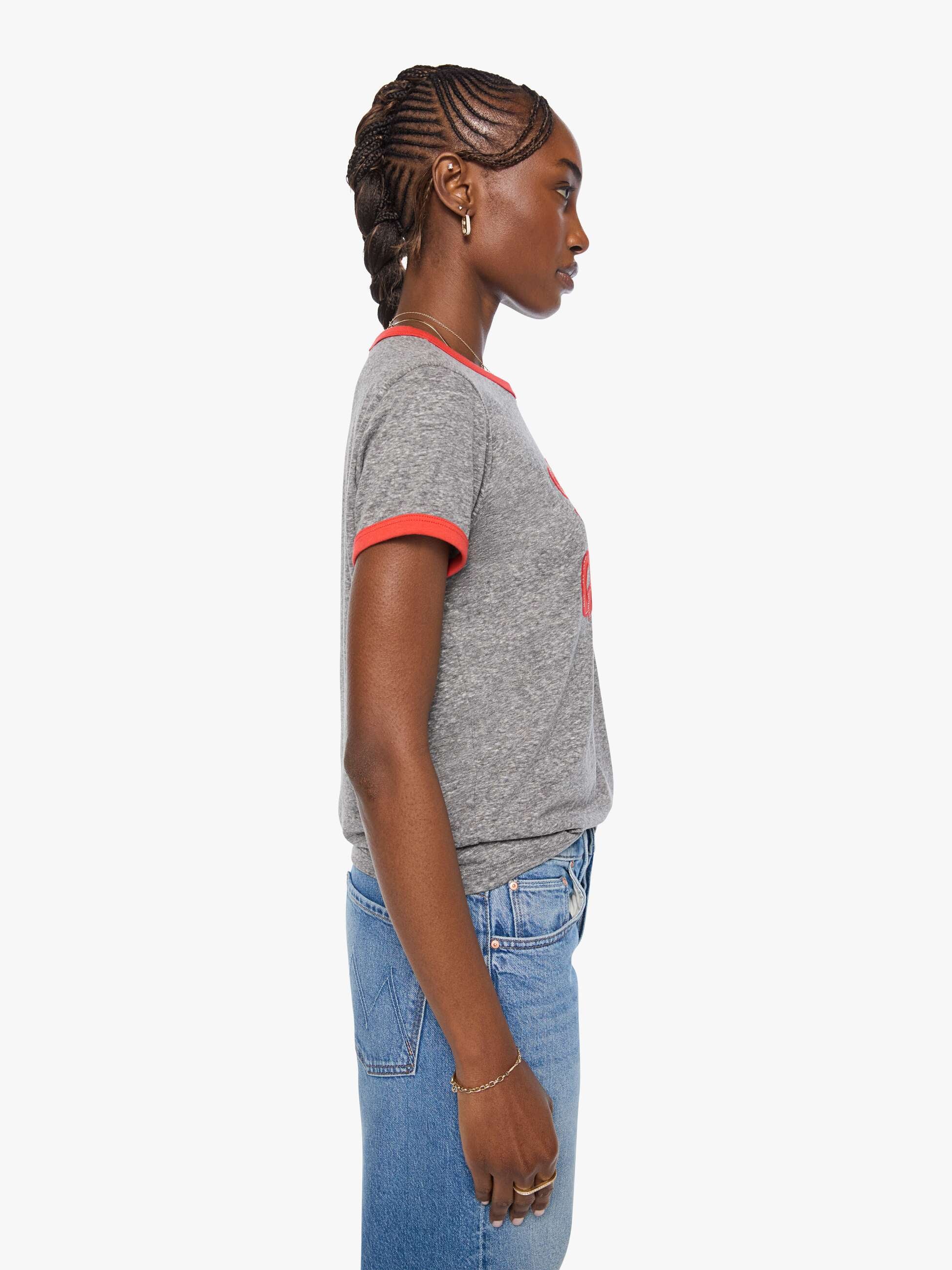 Mother Boxy Goodie Goodie Ringer T-Shirt Speed Queen Grau