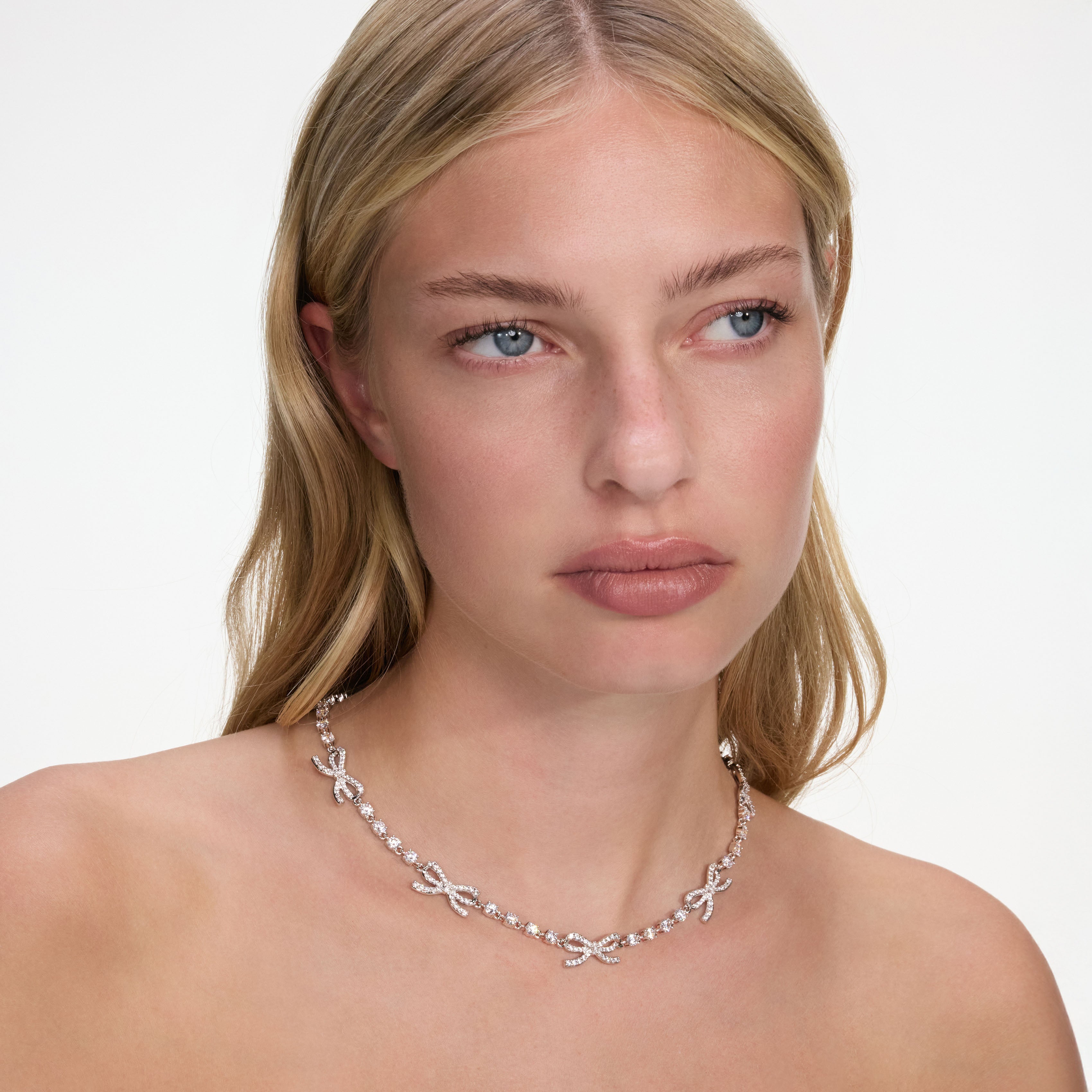 Self Portrait Crystal Bow Halskette Silber Kristall Schleife