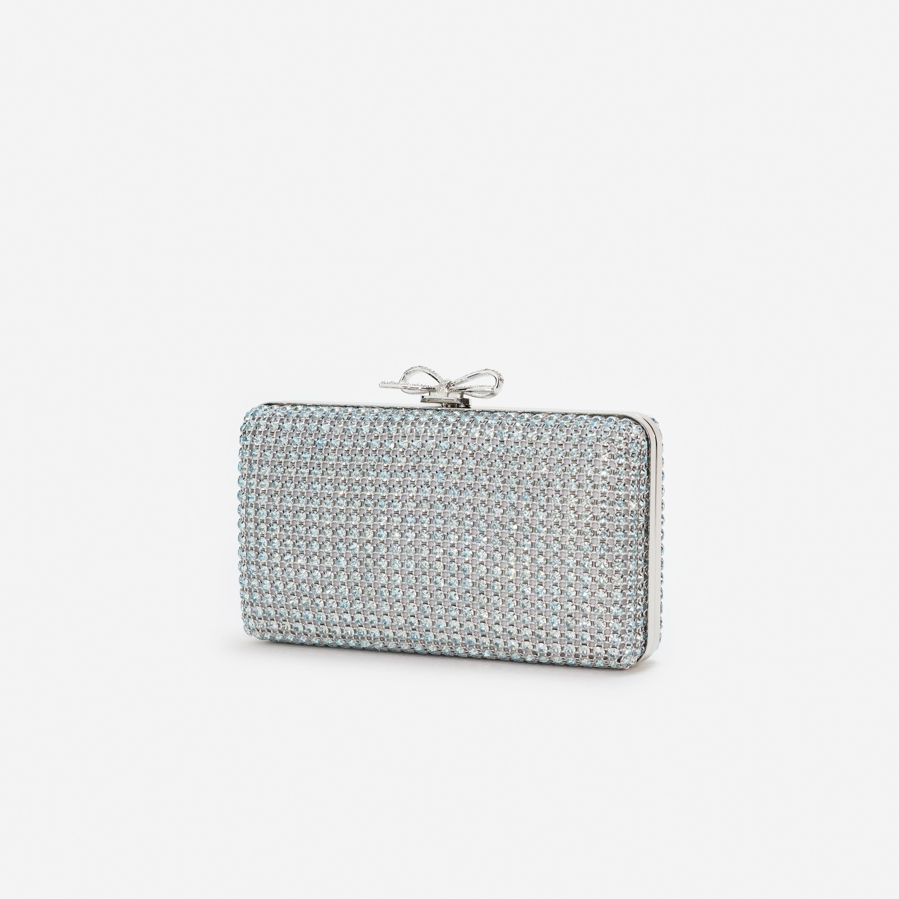 Self Portrait Handbags Blue Crystal Chainmail Clutch Blau