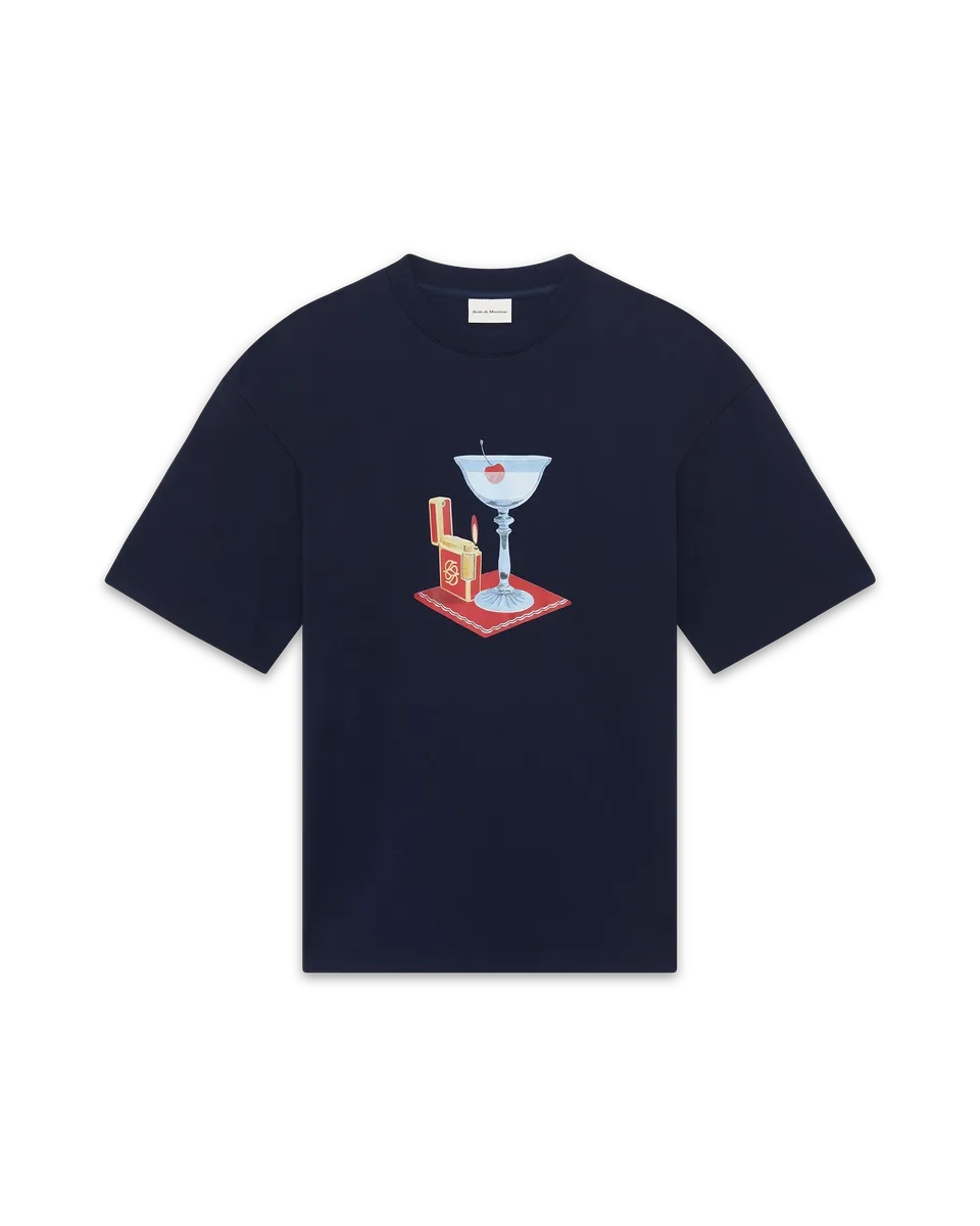 Drôle De Monsieur T-Shirt Cocktail T-Shirt Navy Slogan-Print