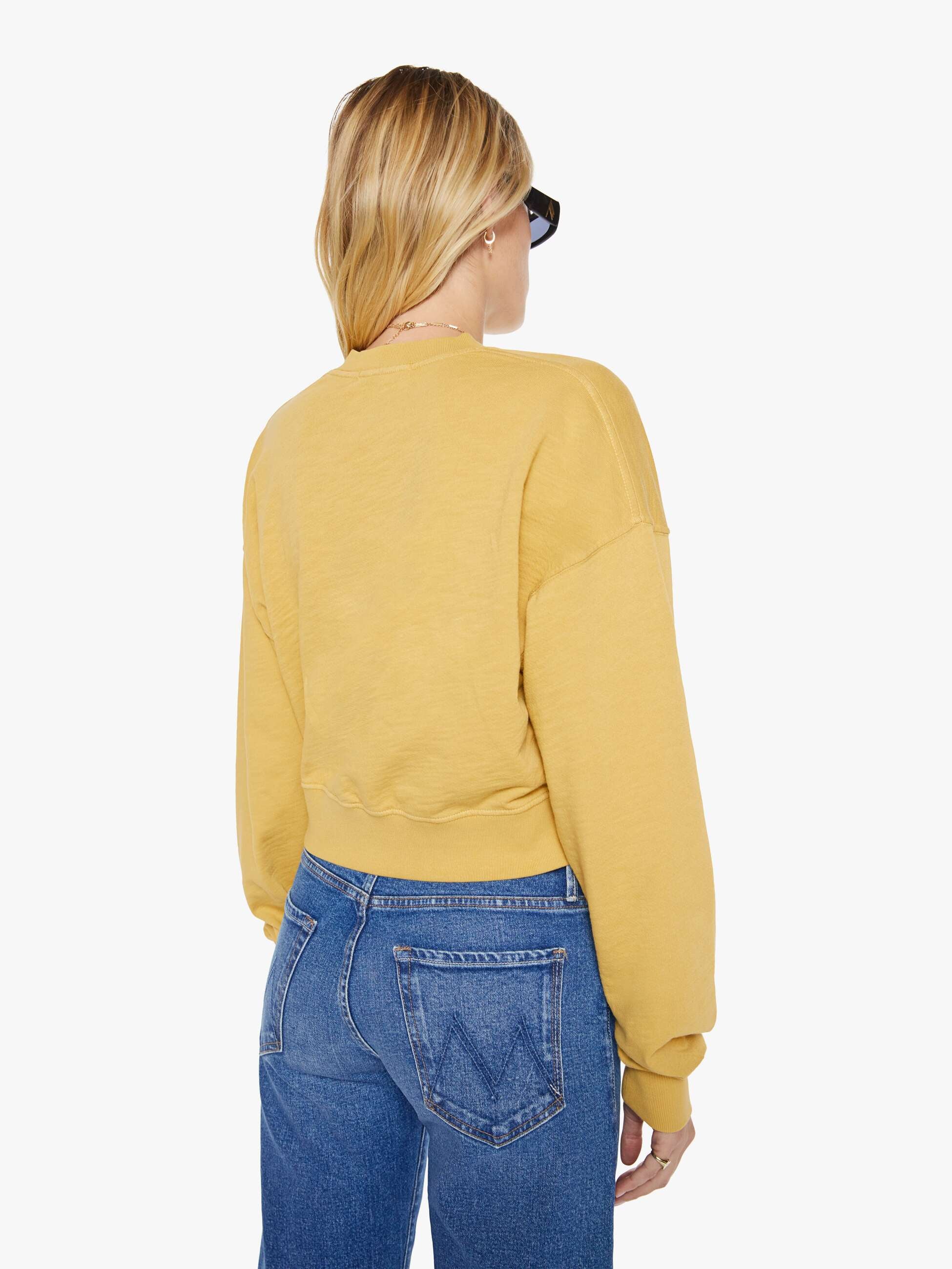 Eterne Cropped V-Neck Sweatshirt Saffron Gelb Baumwolle