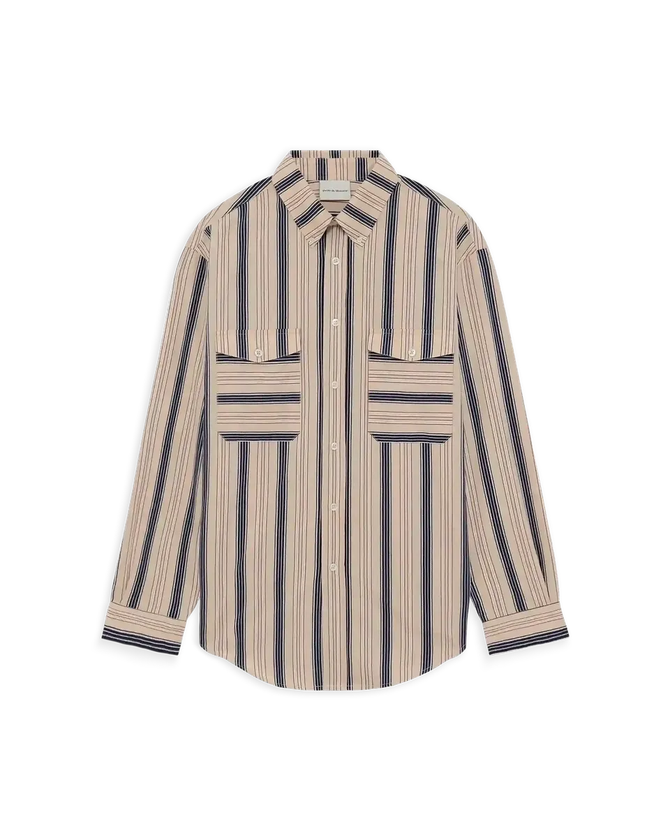 Drôle De Monsieur Chemise Rayée Hemd beige gestreift