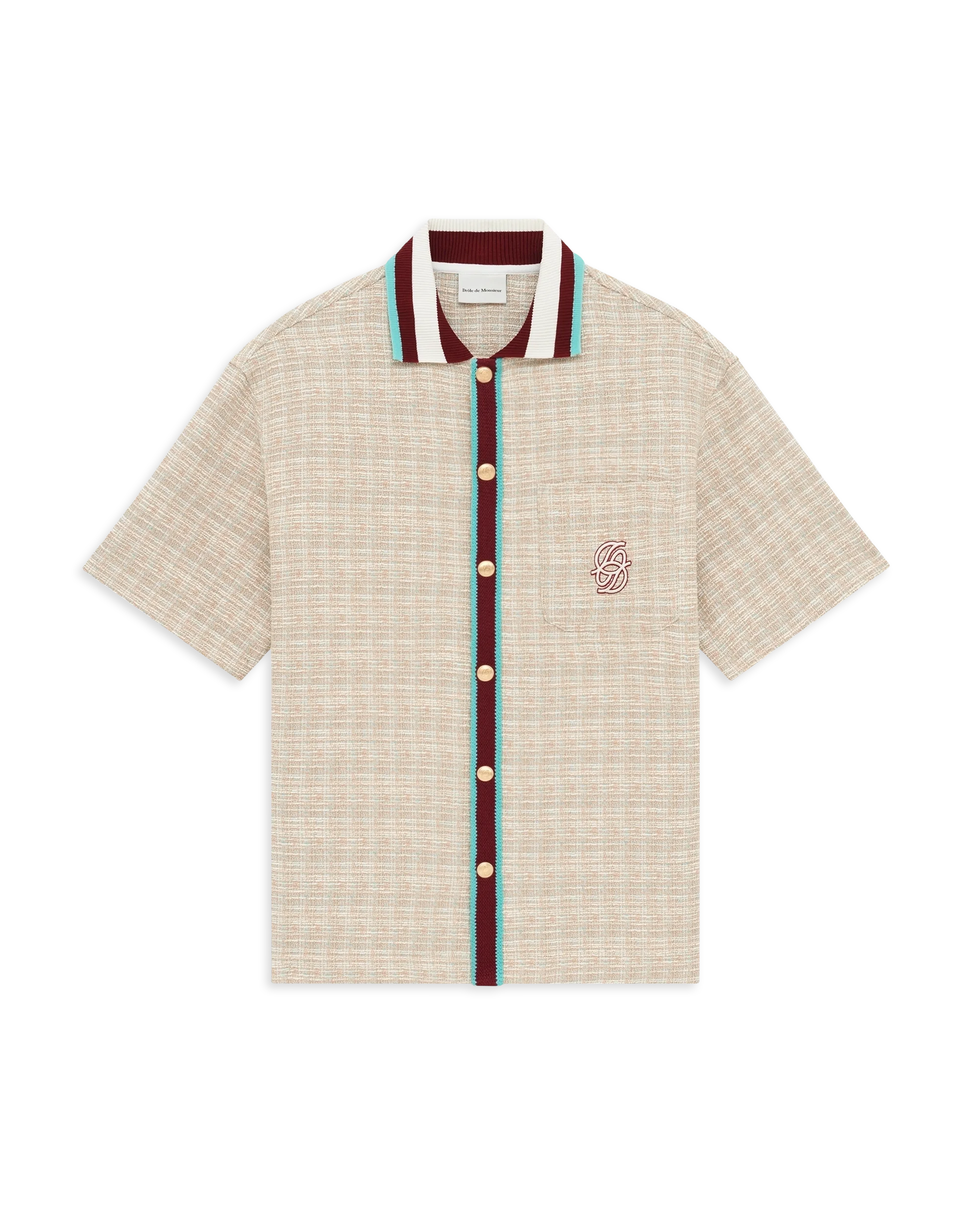 Drôle De Monsieur Tweed D Miroir Hemd Dunkelbeige Kurzarm